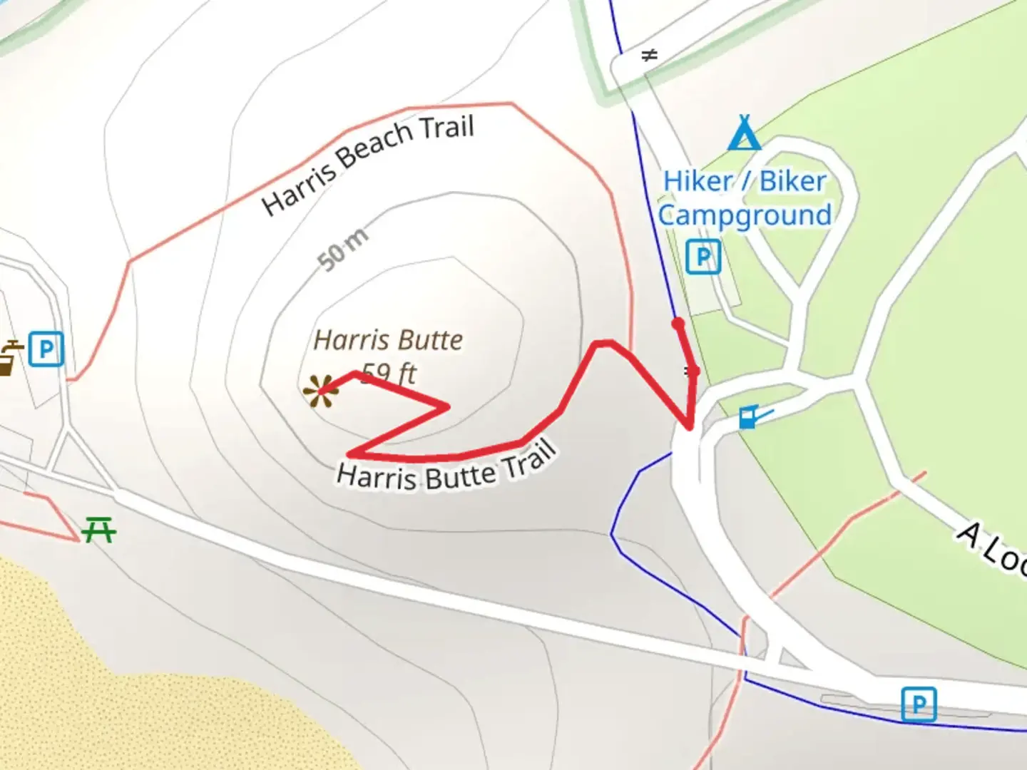 An image depicting the trail Harris Butte and its surrounding area.