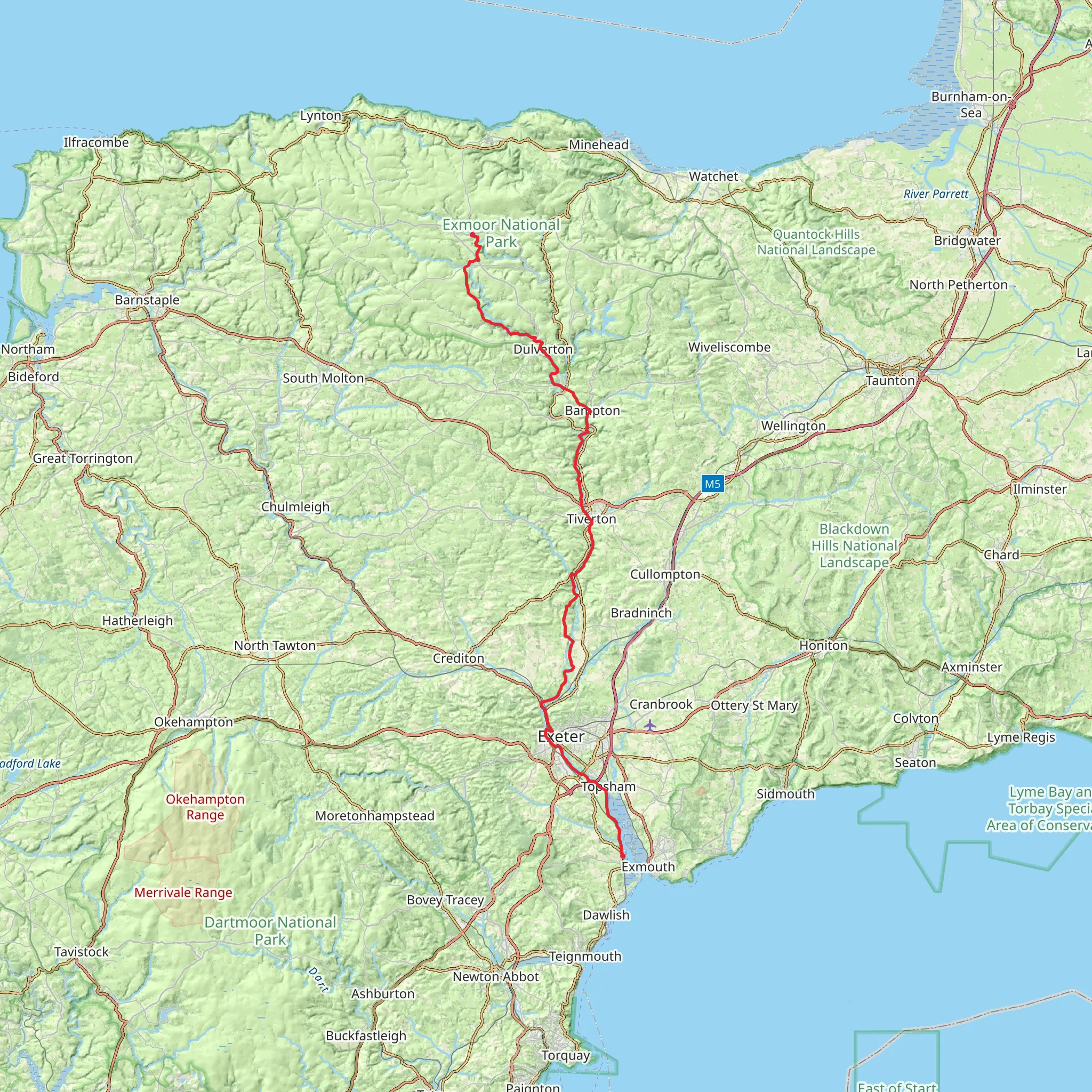 Exe Valley Way mobile static map