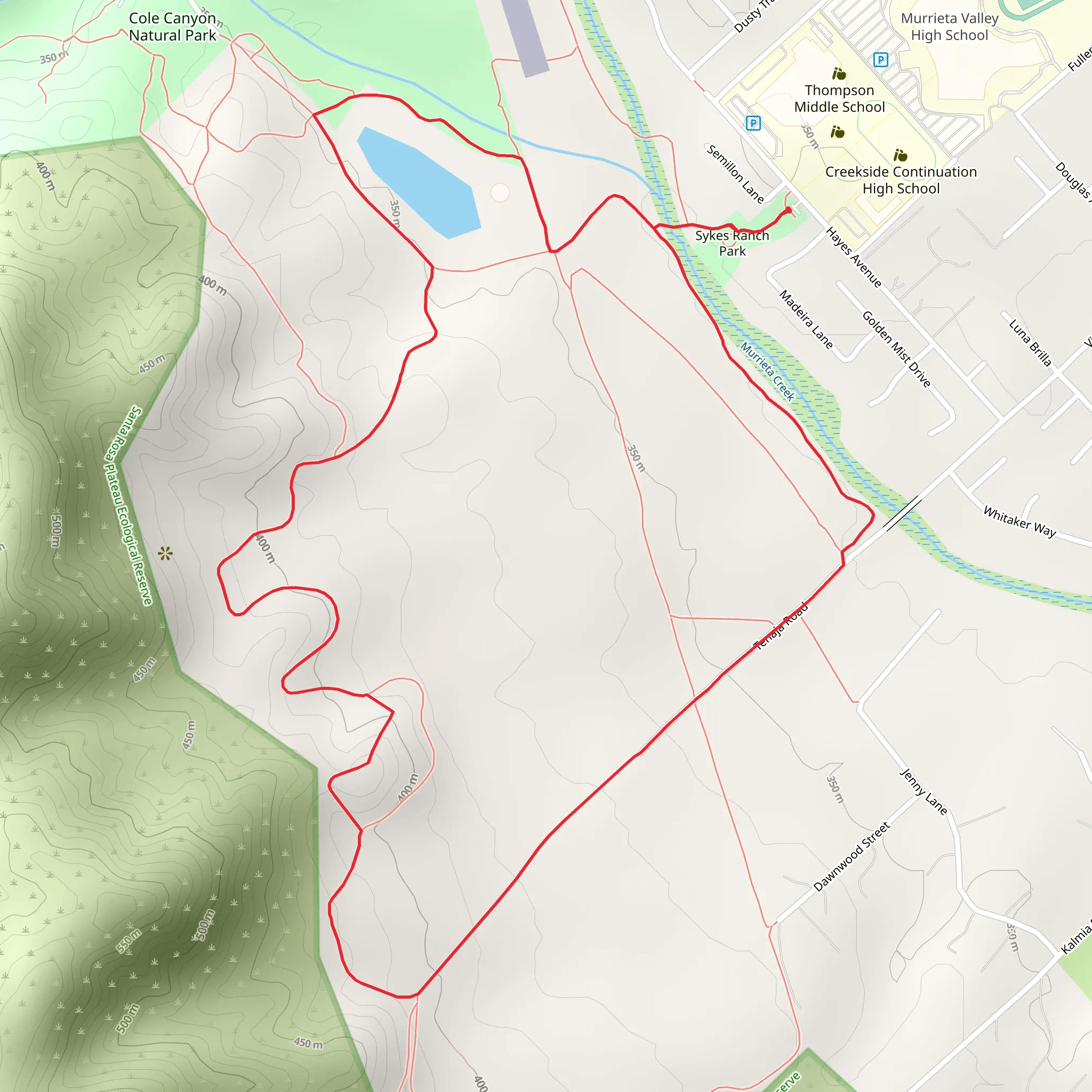 Skyes Ranch Park and Murrieta Creek Loop mobile static map