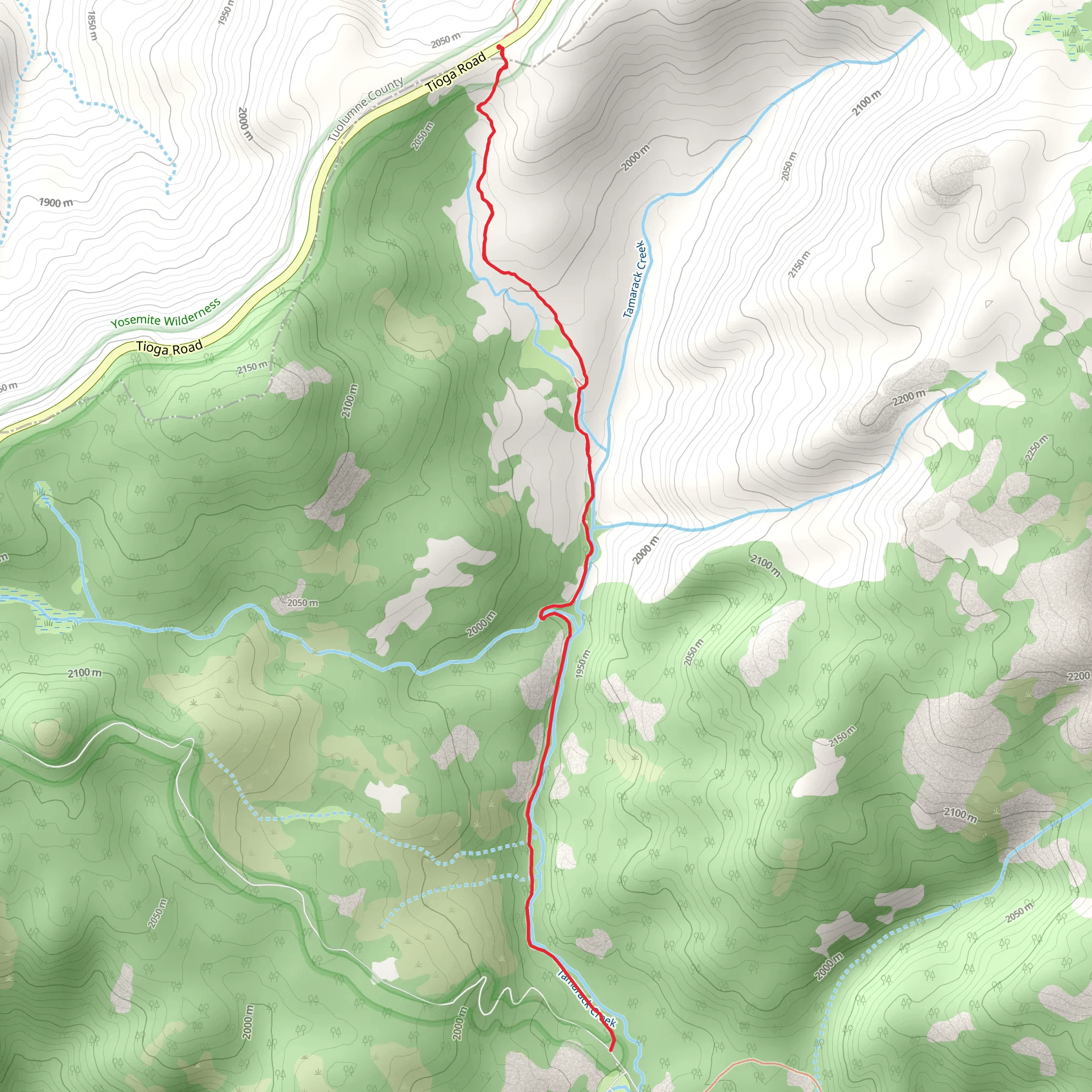 Tamarack Creek from Tioga Pass Road mobile static map