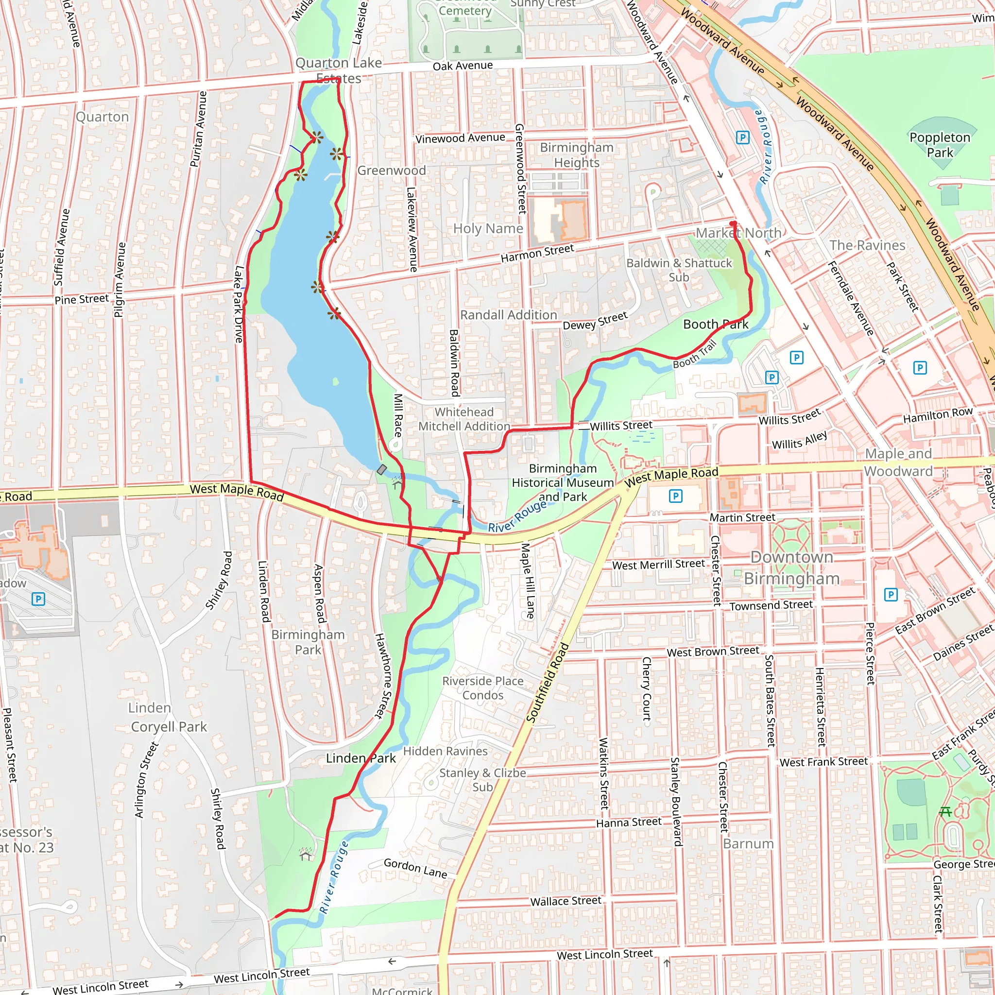 Booth Trail, Quarton Lake and Linden Park mobile static map