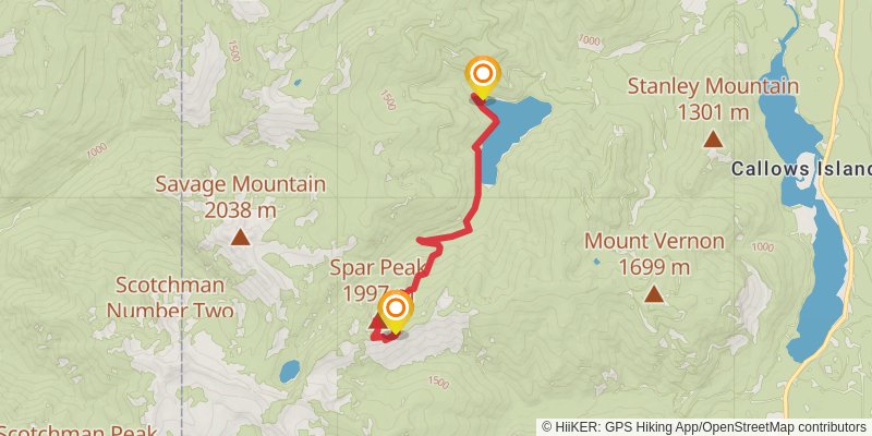 Spar Peak via Spar Lake Trail stage 2 Map