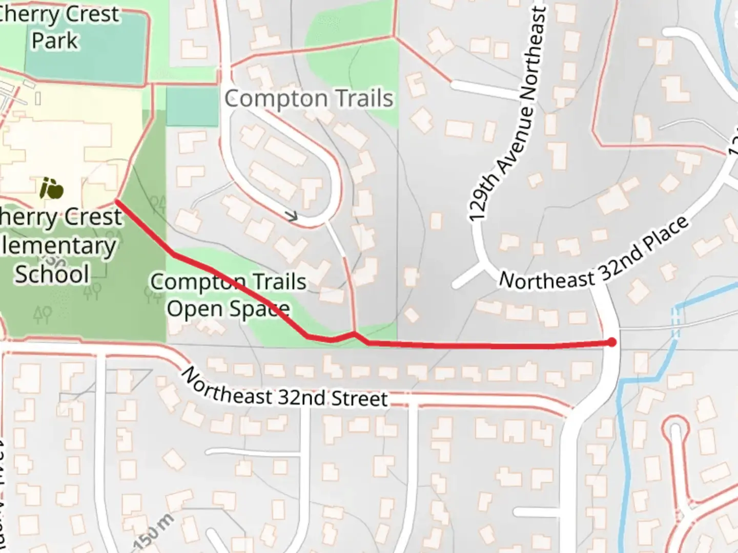 An image depicting the trail Compton Trails Open Space and its surrounding area.