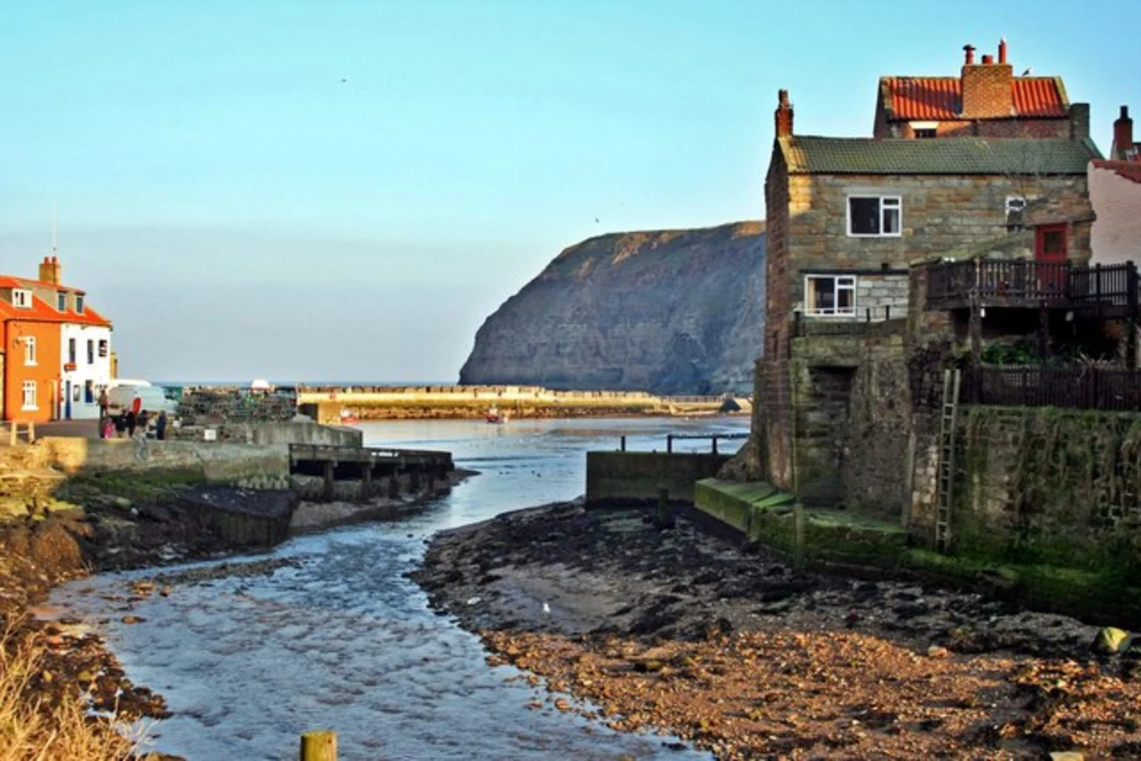 An image depicting the trail Staithes Beck and Staithes Harbour and its surrounding area.