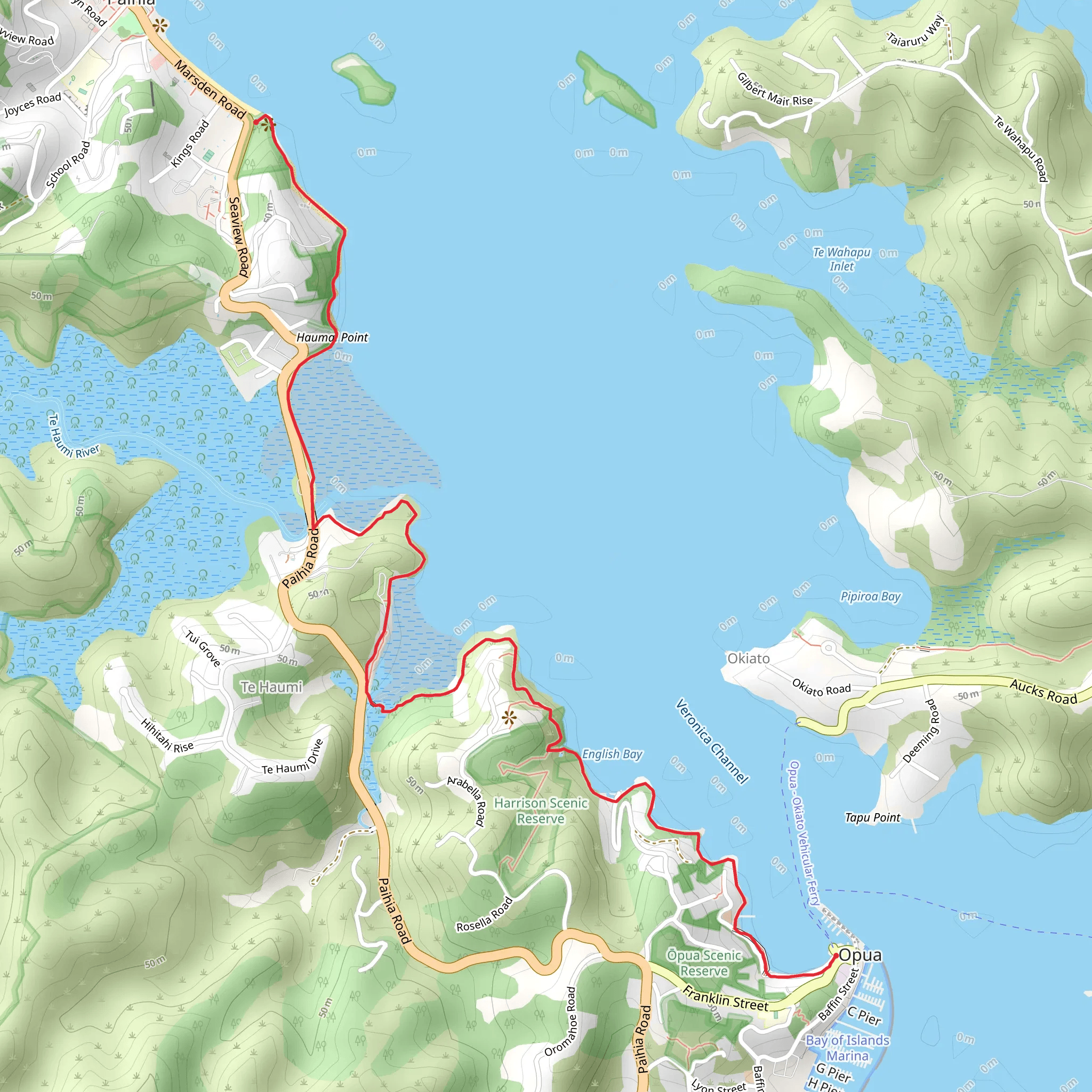 Paihia to Opua Walkway mobile static map
