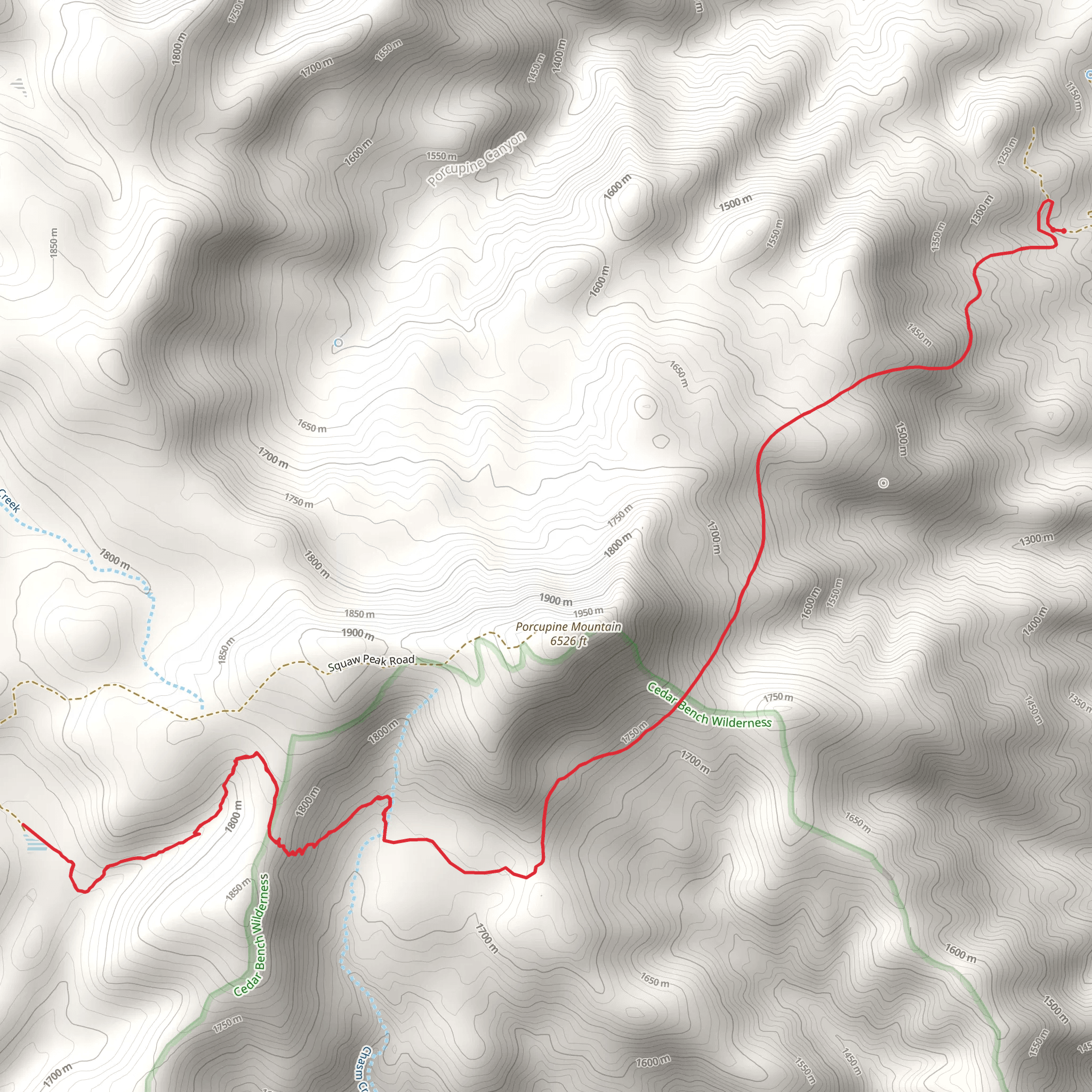 Squaw Peak Trail mobile static map
