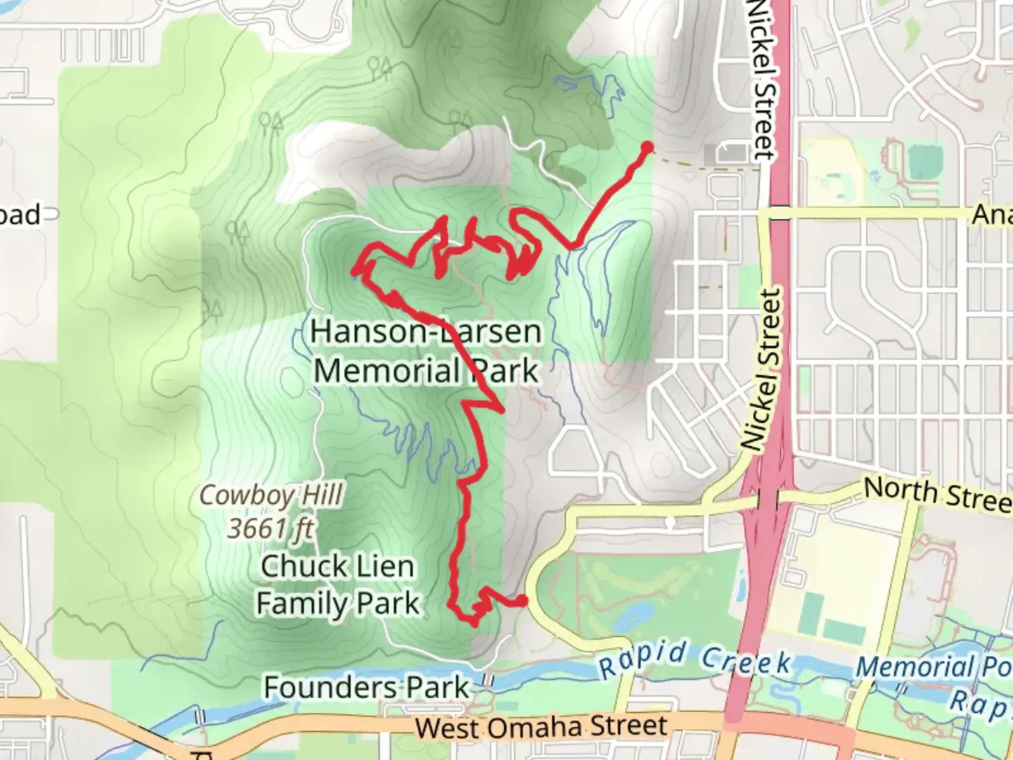 An image depicting the trail Green Valley North and Far East and its surrounding area.