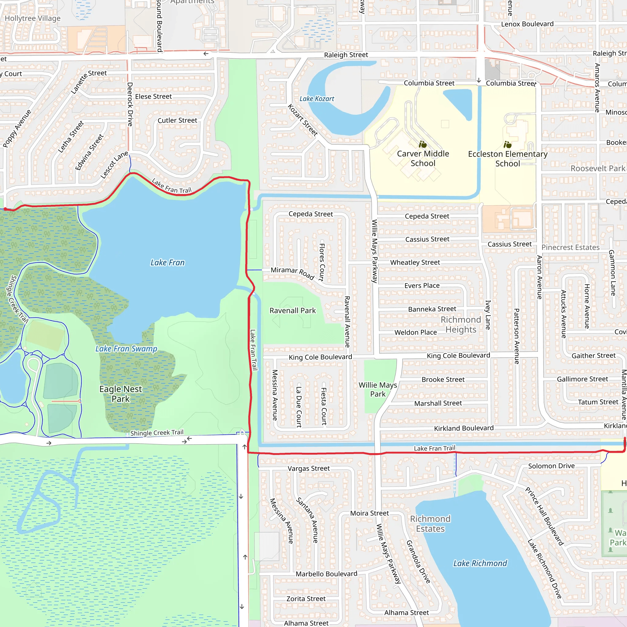 Lake Fran Trail mobile static map