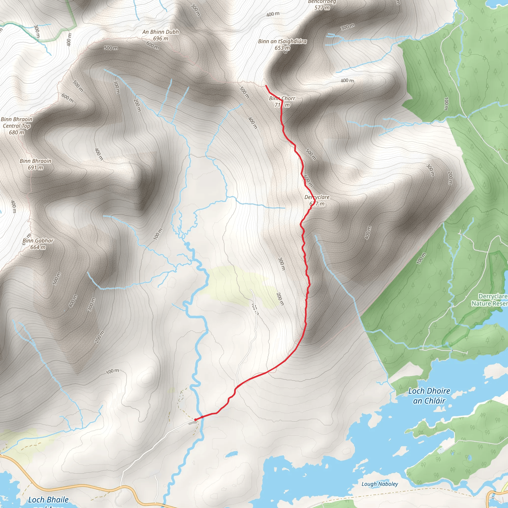 Binn Chorr and Derrycare Walk mobile static map