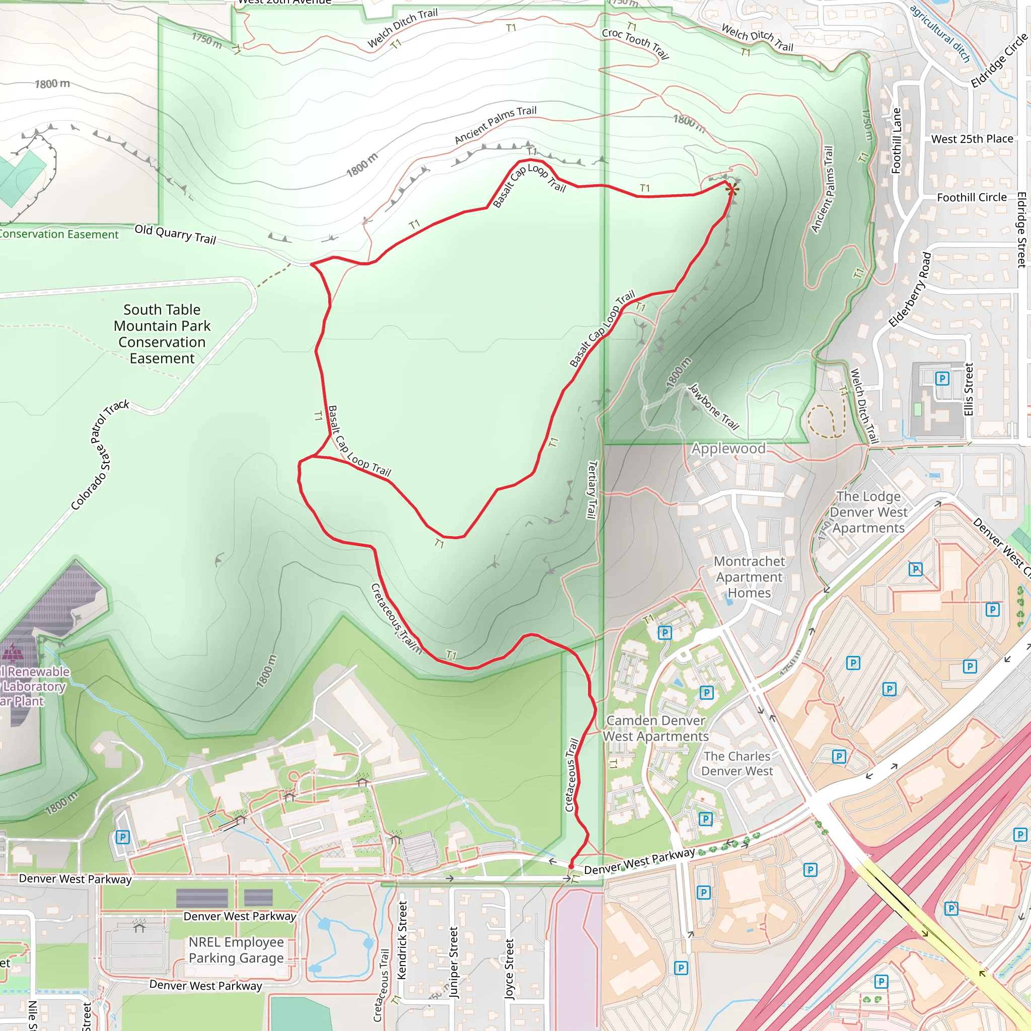 Cretaceous and Basalt Cap Loop Trail mobile static map