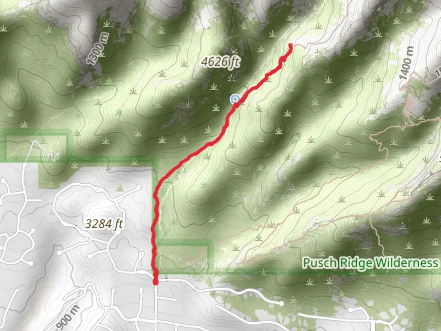 An image depicting the trail Finger Rock Trail Out and Back and its surrounding area.
