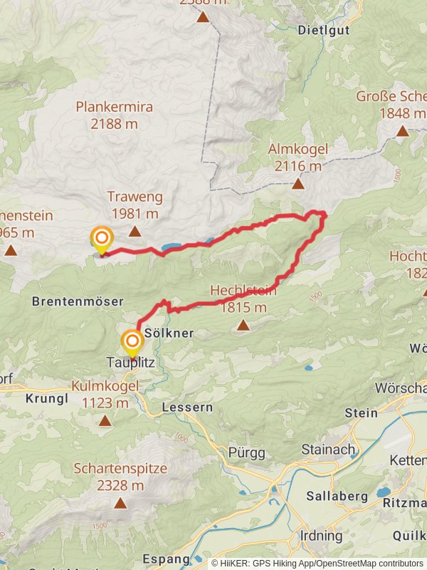 Tauplitzalm to Gnanitzalm mobile static map