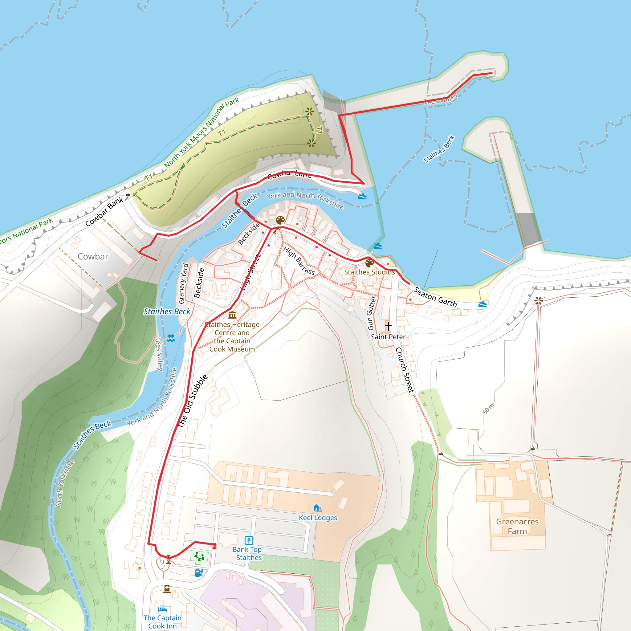 Staithes Beck and Staithes Harbour mobile static map
