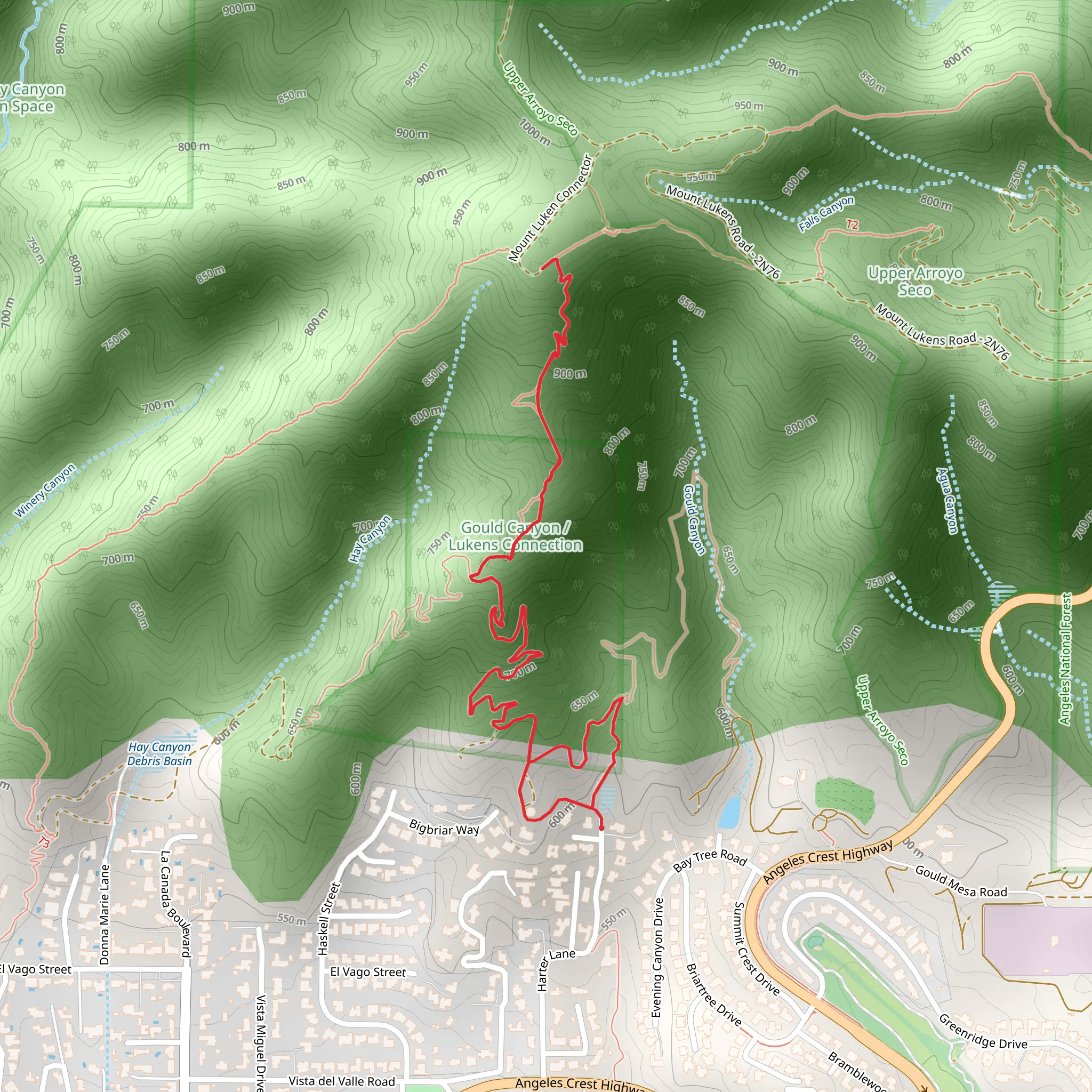 La Canada Open Space Trail mobile static map