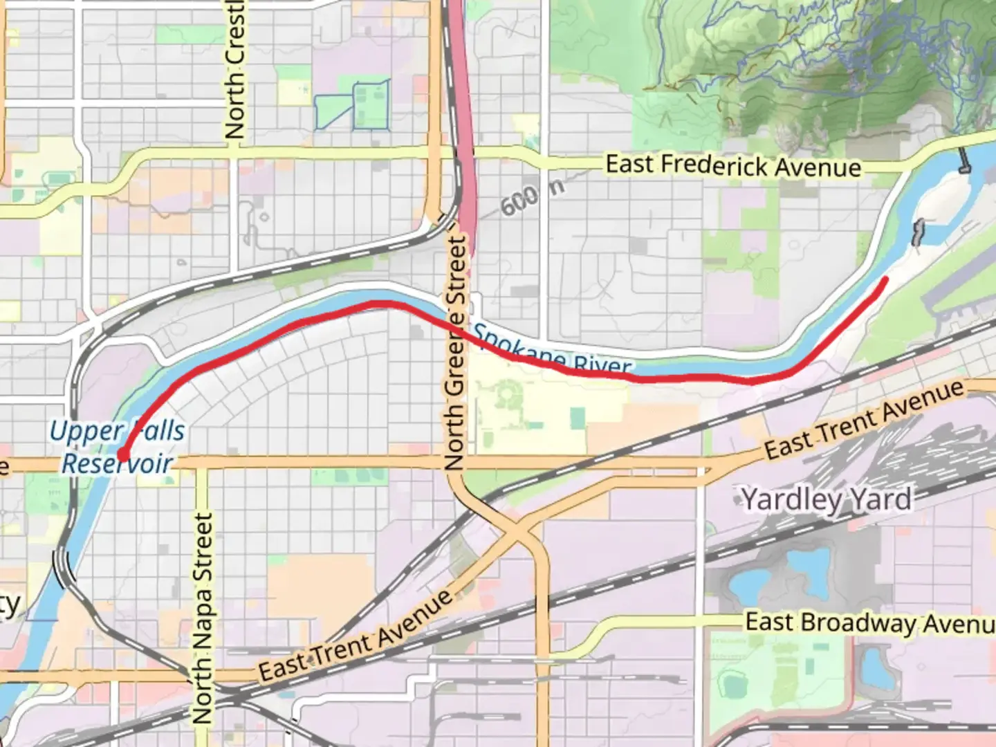 An image depicting the trail Tuffy's Trail and its surrounding area.