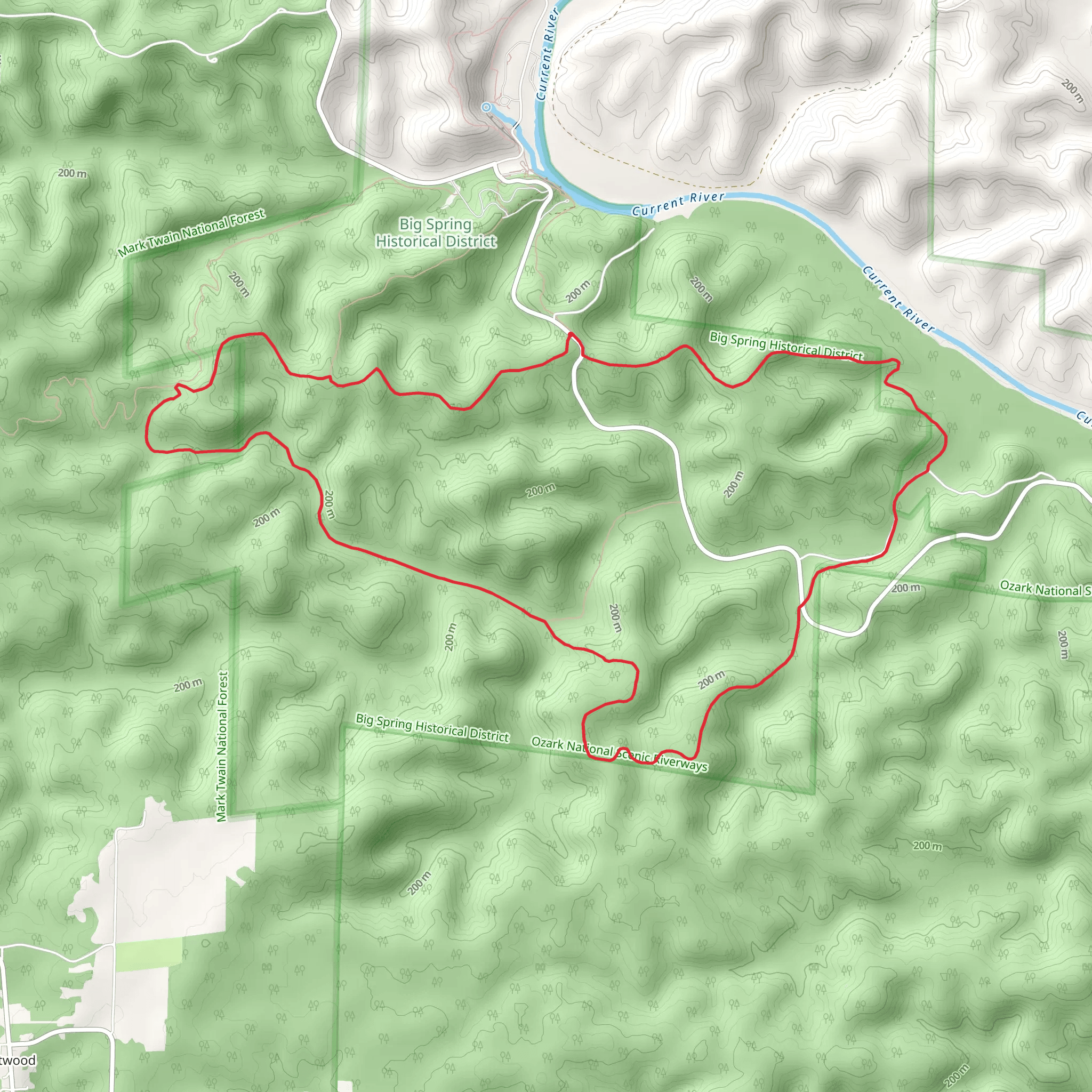 Big Spring - Chubb Hollow and Partney Ridge Loop Trail mobile static map