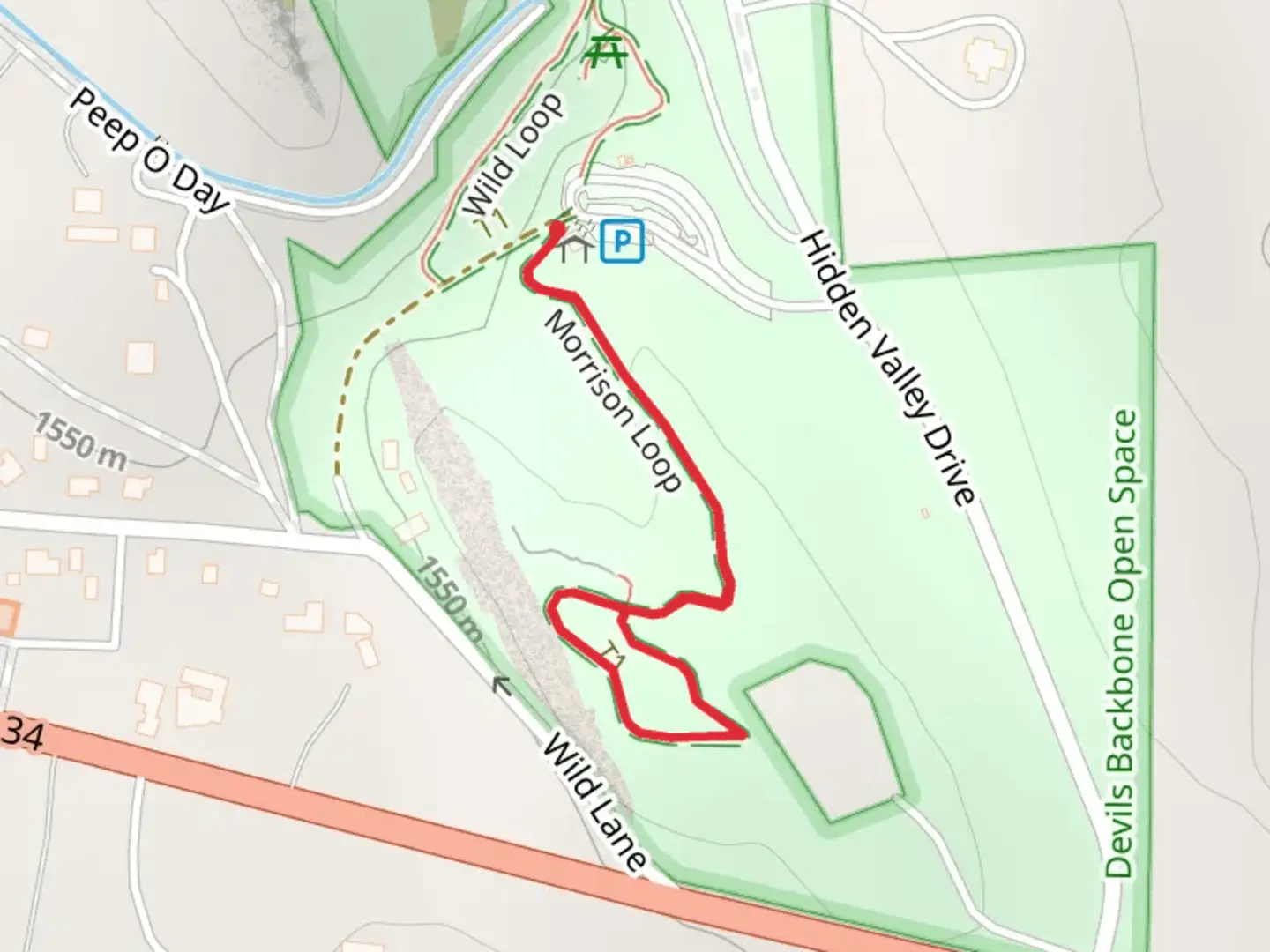 An image depicting the trail Morrison Loop and its surrounding area.