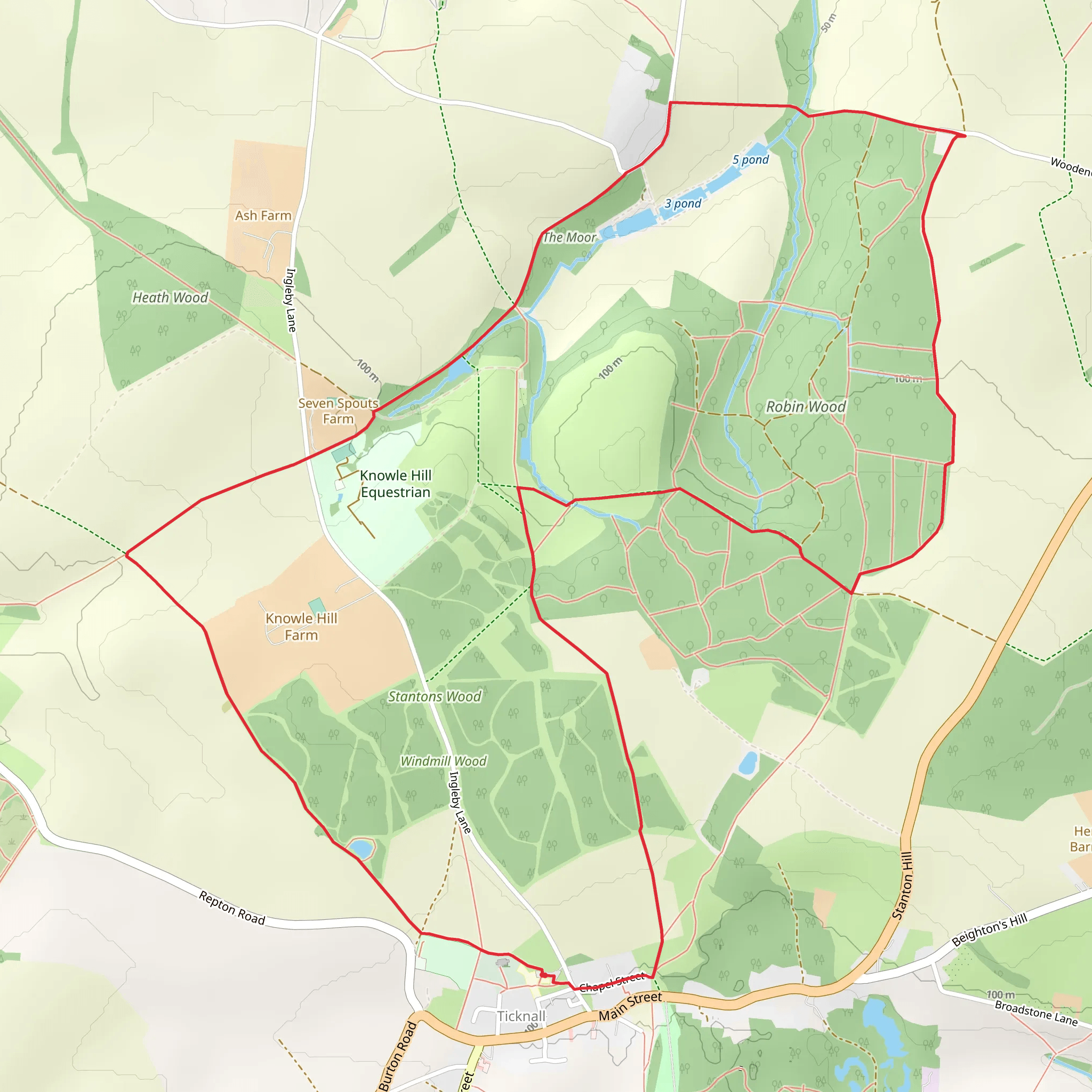 Knowle Hill Equestrian and Robin Wood Loop mobile static map