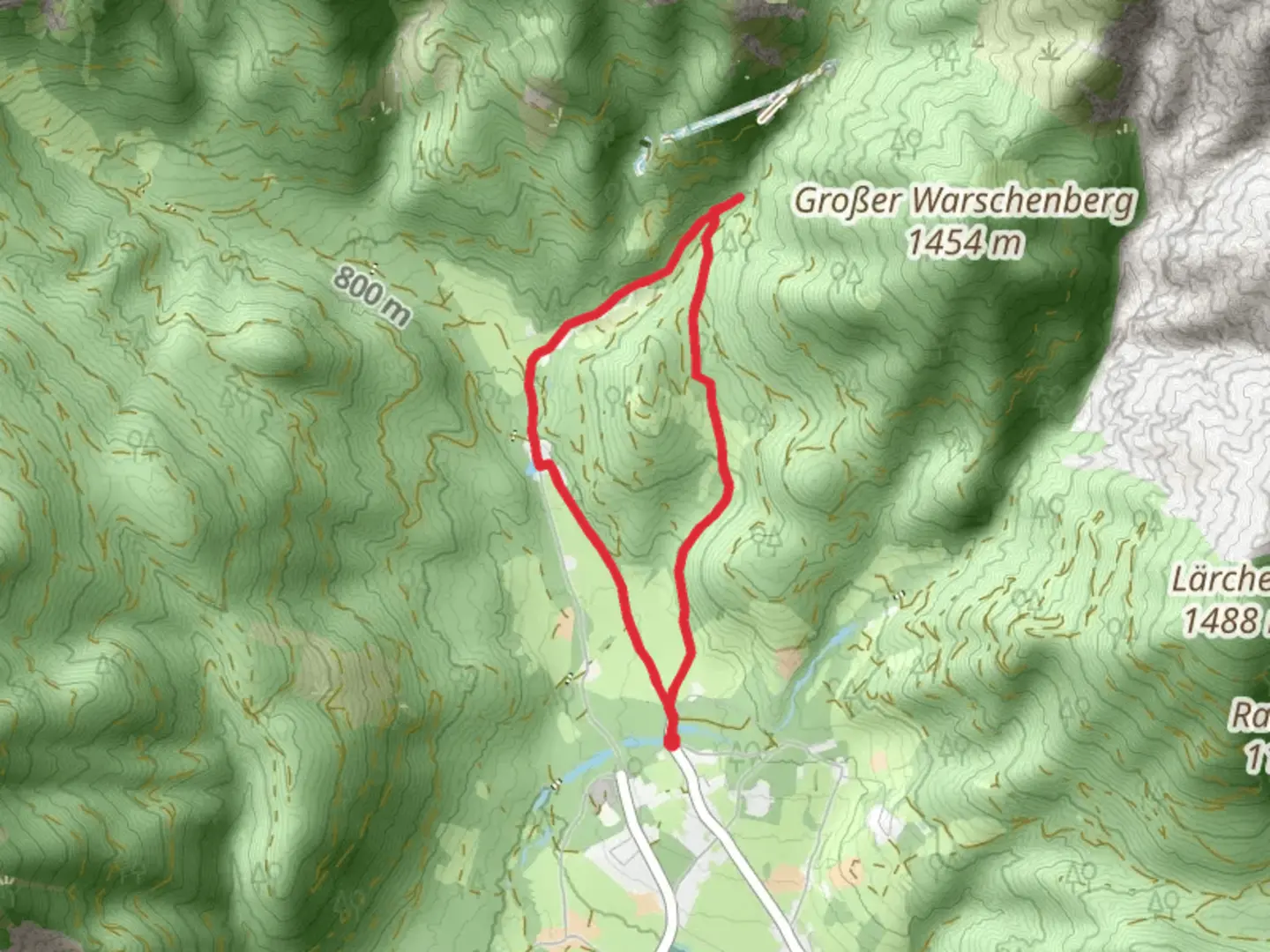 An image depicting the trail Muhlauer Waterfall Trail and its surrounding area.