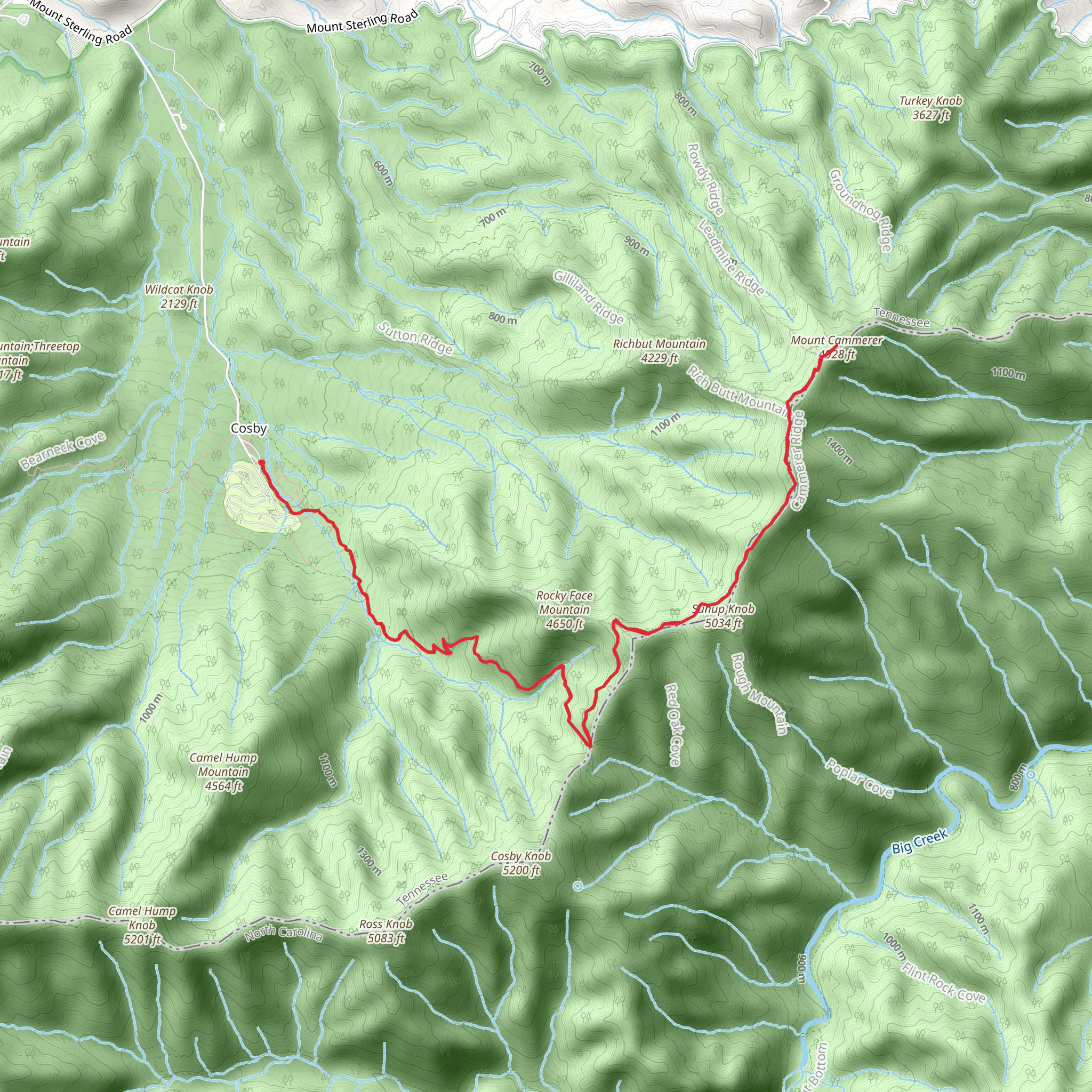Mount Cammerer via Low Gap Trail mobile static map