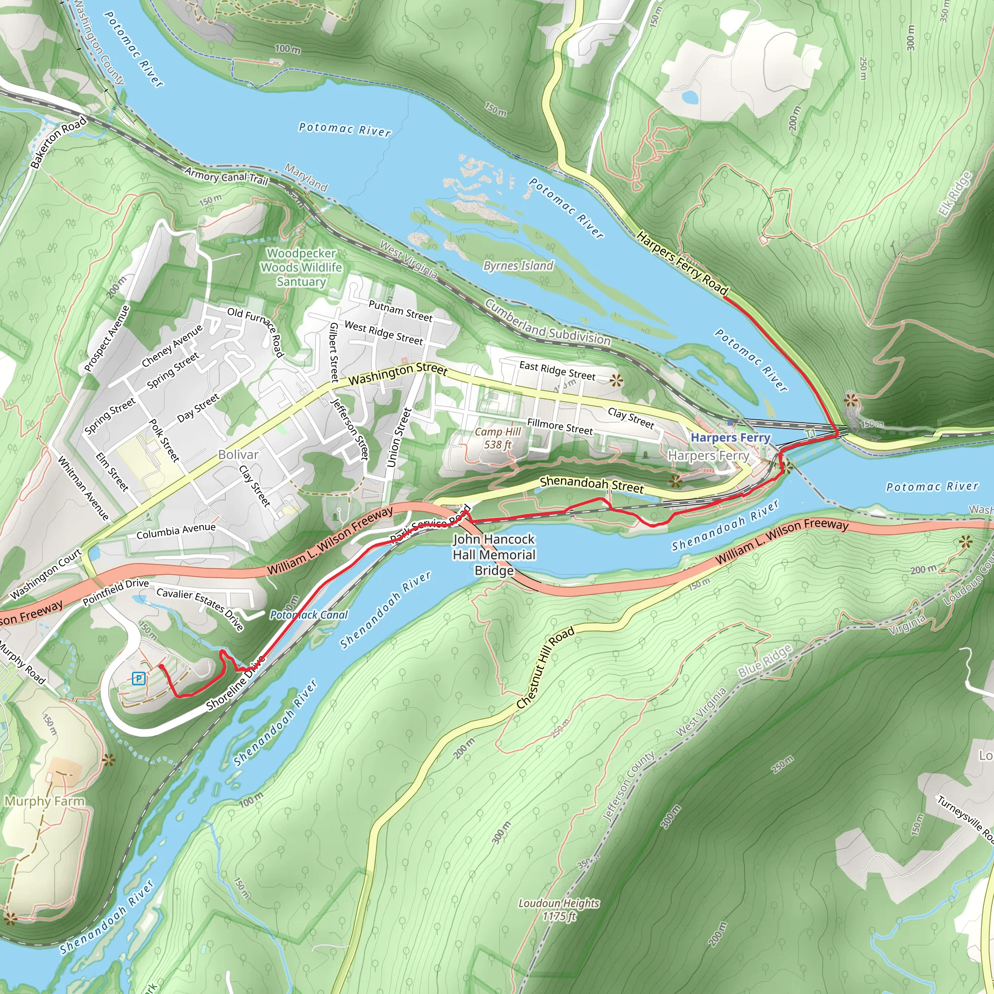 Lower Town and River Access Trail mobile static map