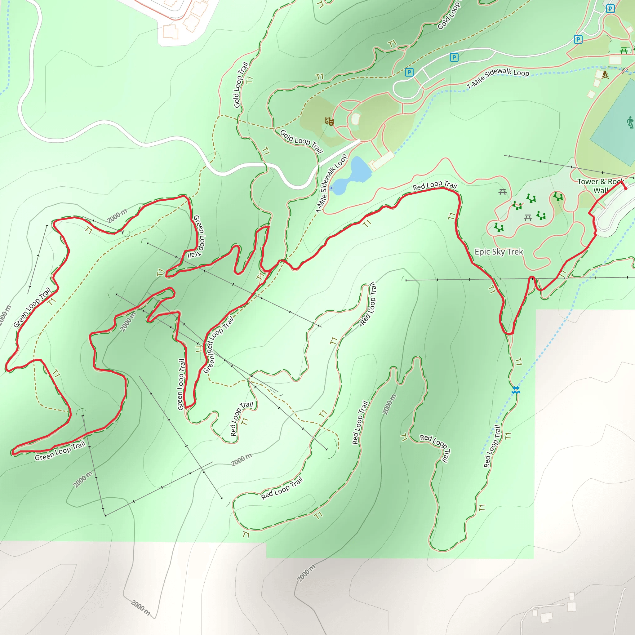Green and Red Loop Trail mobile static map