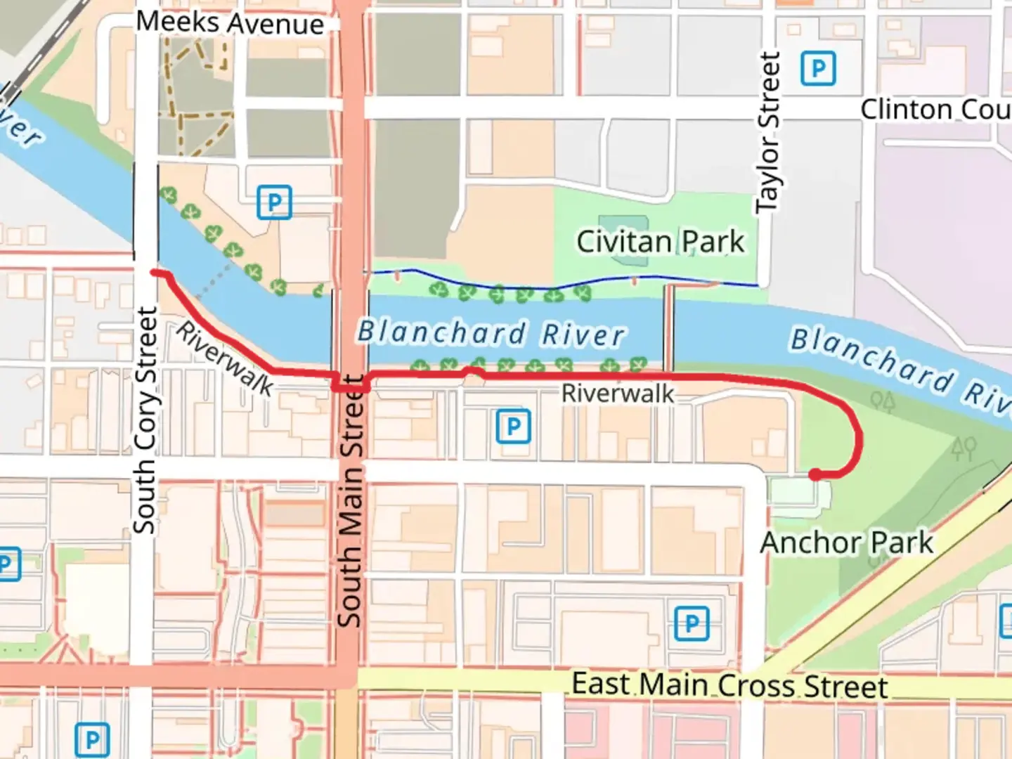 An image depicting the trail Blanchard River Walk and its surrounding area.