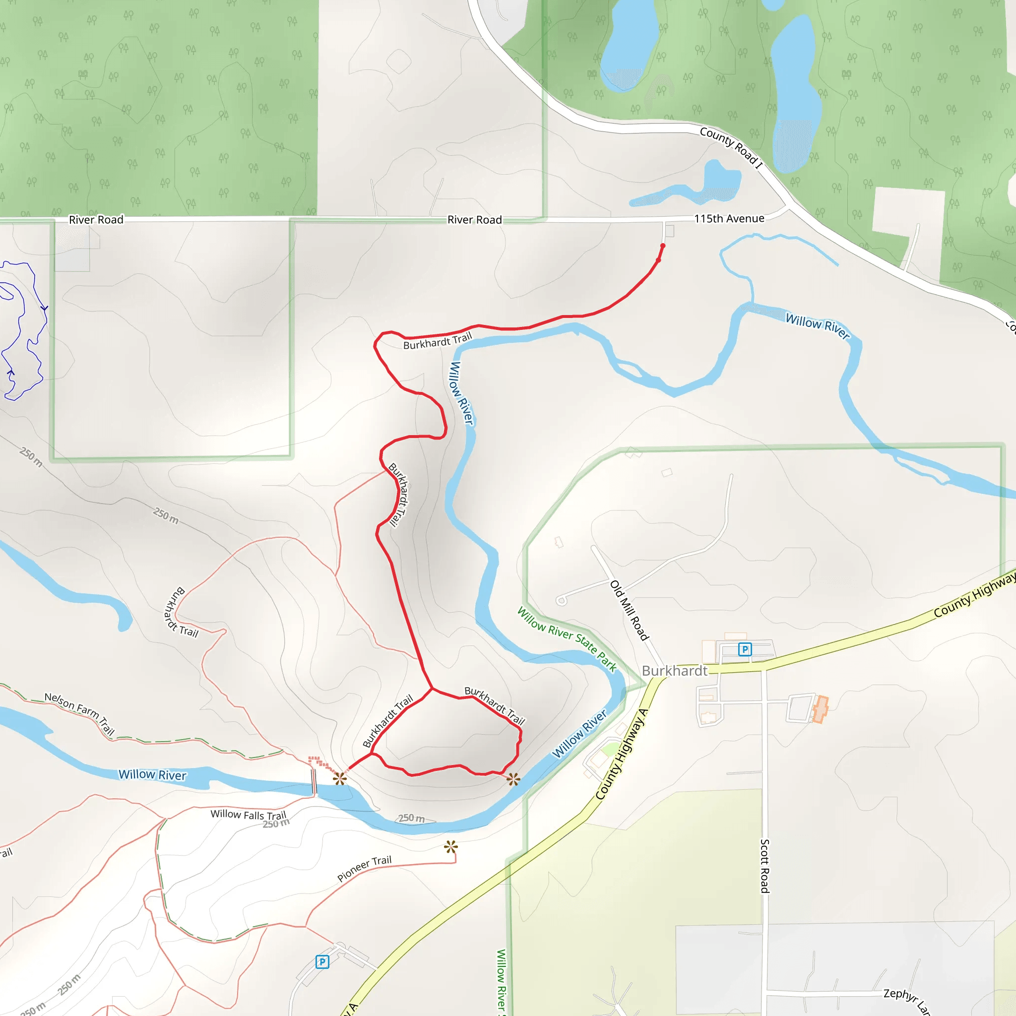 Willow Falls via Burkhardt Loop Trail mobile static map