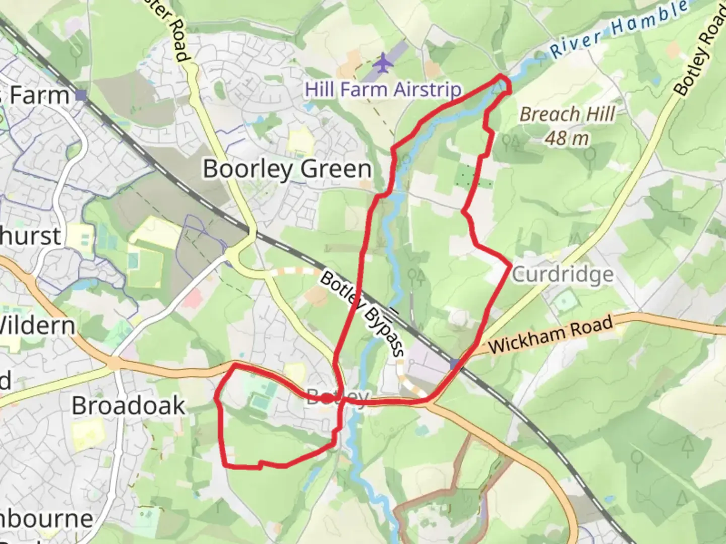 An image depicting the trail Pudbrook Lake and Botley Loop and its surrounding area.