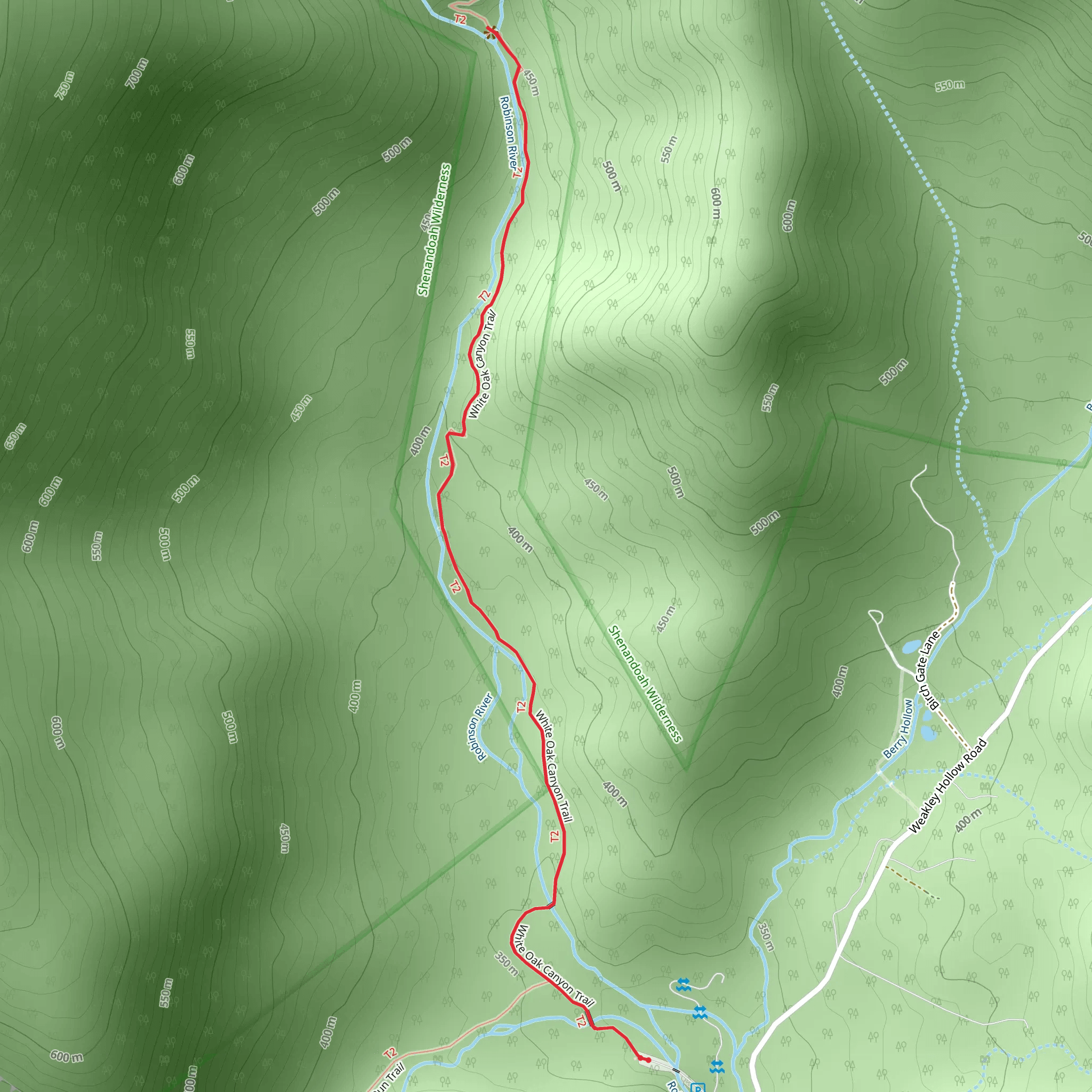 Robinson River via White Oak Canyon Trail mobile static map