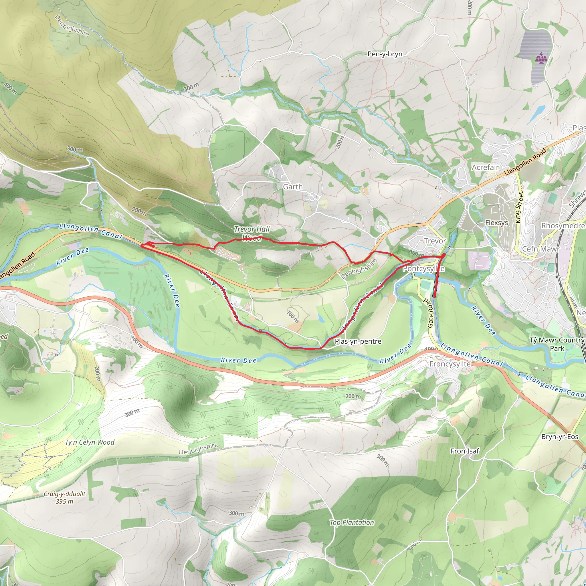 Sun Trevor to Pontcysyllte Aqueduct mobile static map