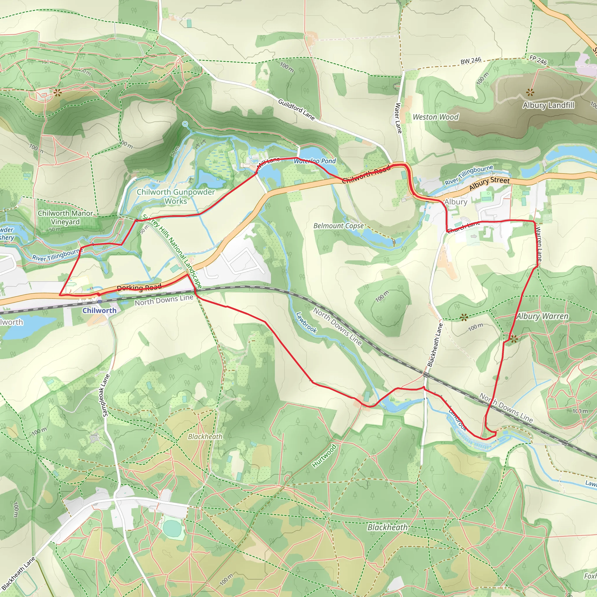 Vera's Path and Tillingbourne at Work mobile static map