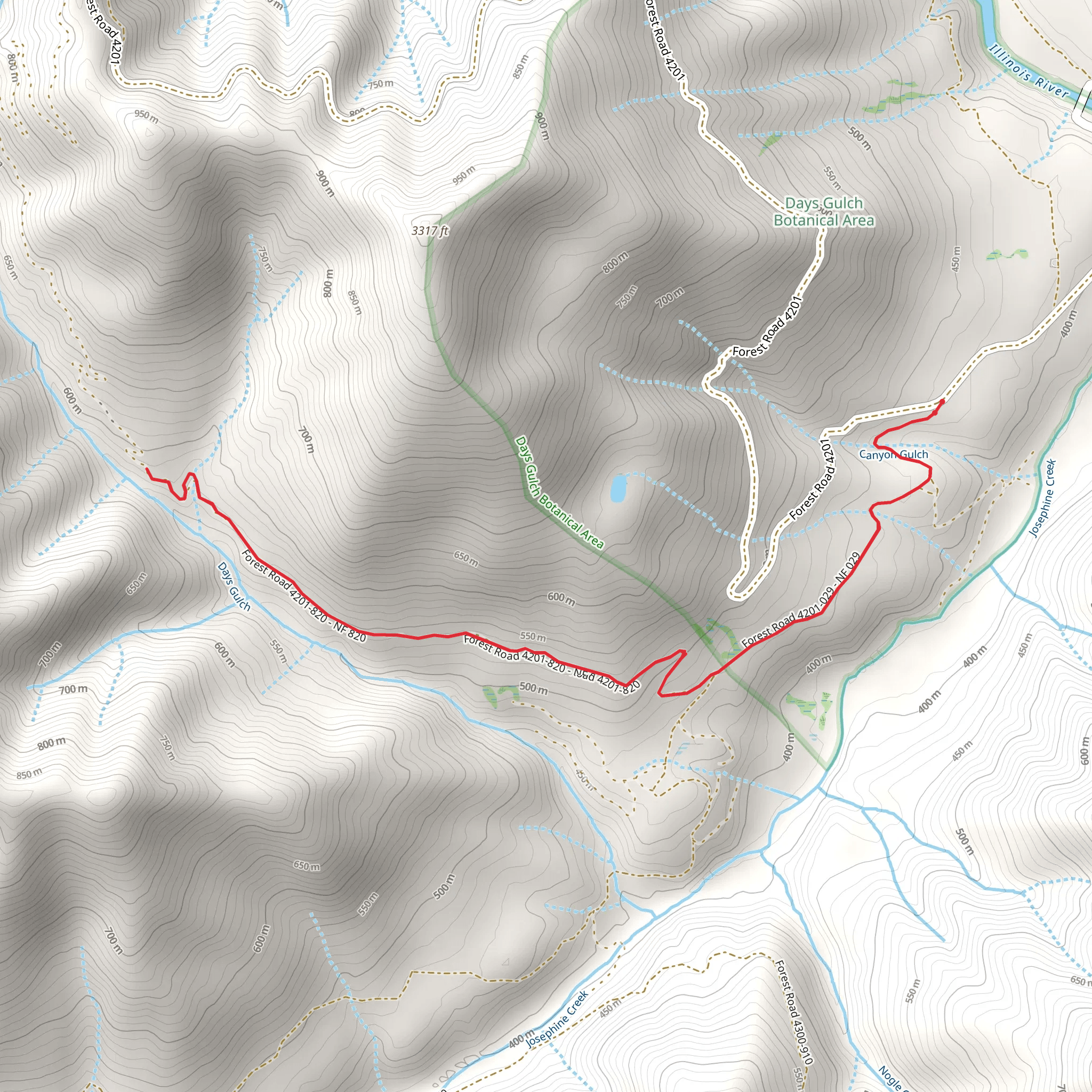 Walk beside Days Gulch mobile static map
