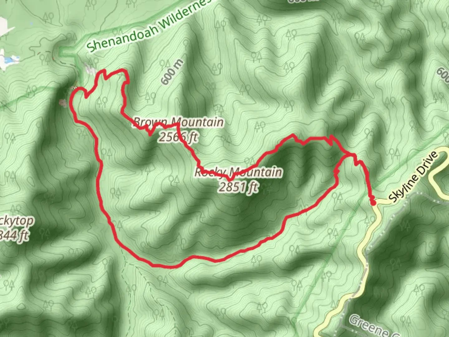 An image depicting the trail Brown Rocky Mountain Trail and its surrounding area.