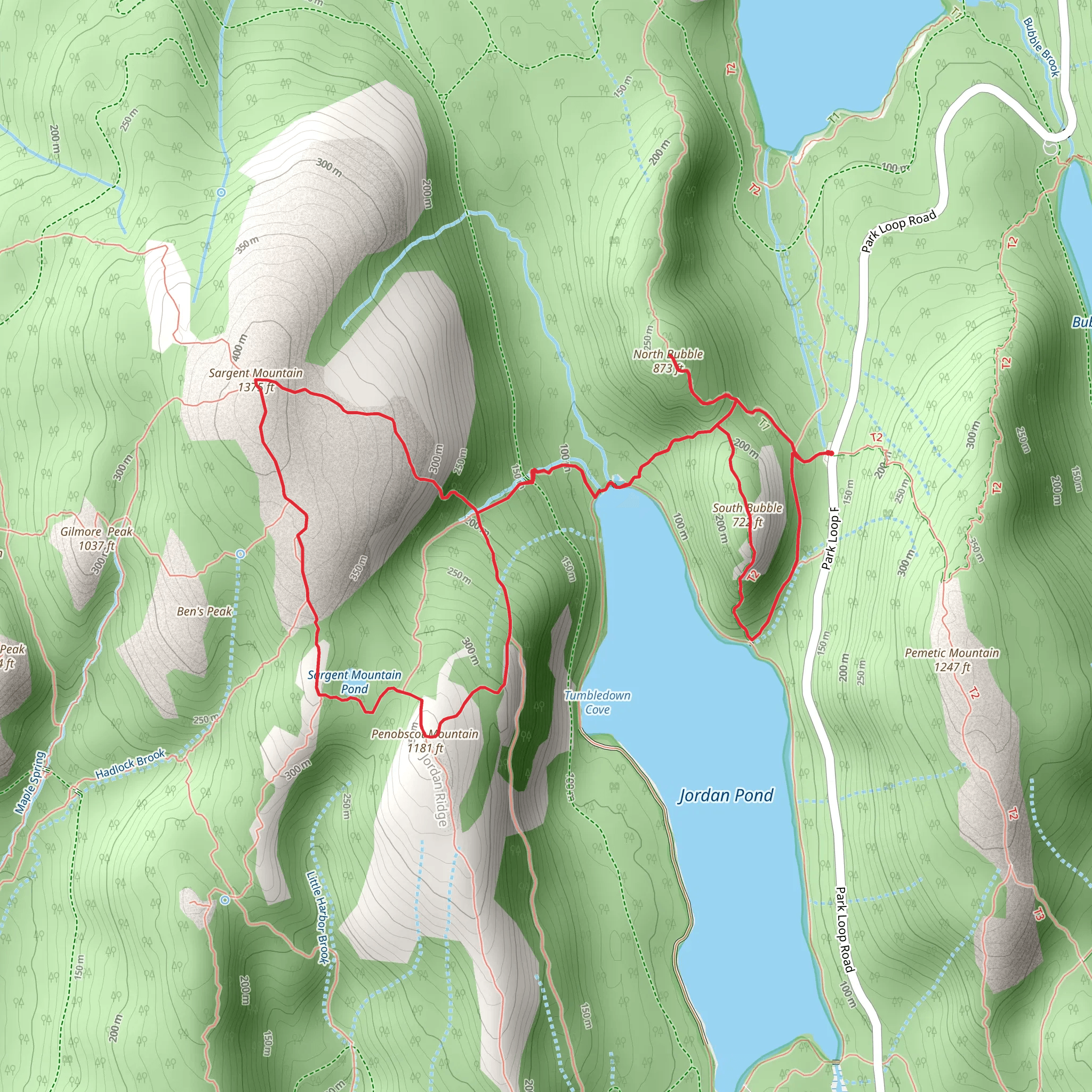 Sargent Mountain Loop - North and South Rubbles Loop mobile static map