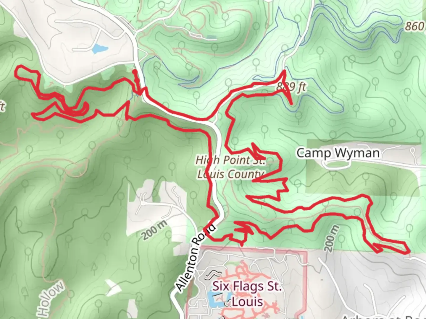 An image depicting the trail Dogwood and DeClue Loop Trail and its surrounding area.