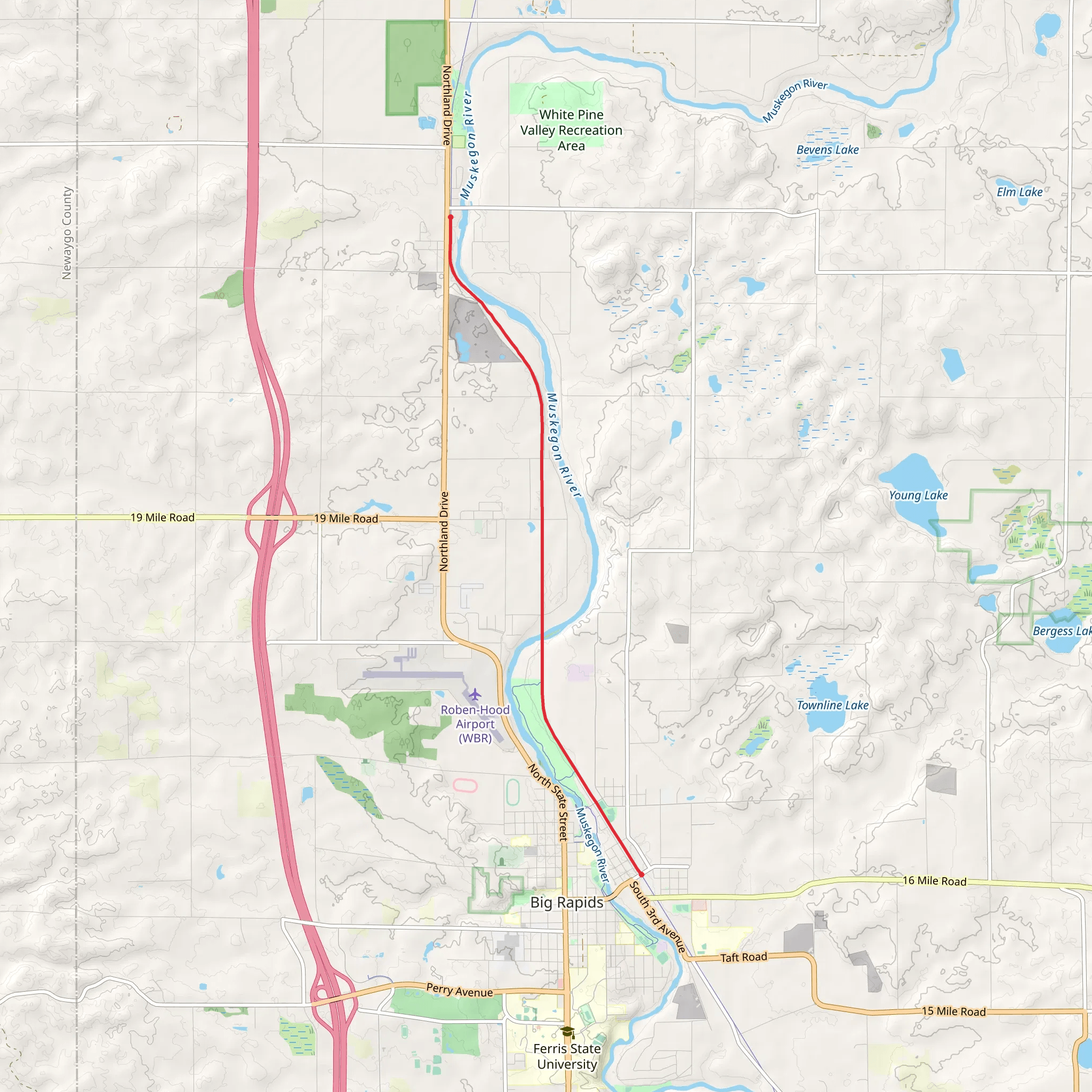 White Pine Trail from Maple Street mobile static map