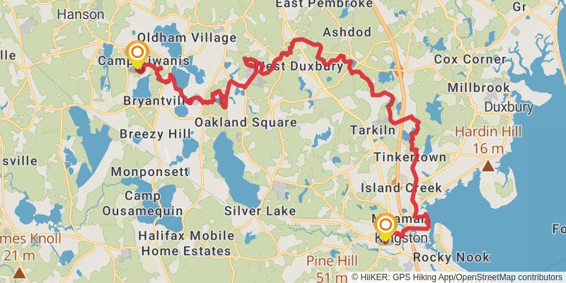 Bay Circuit Trail stage 17 Map
