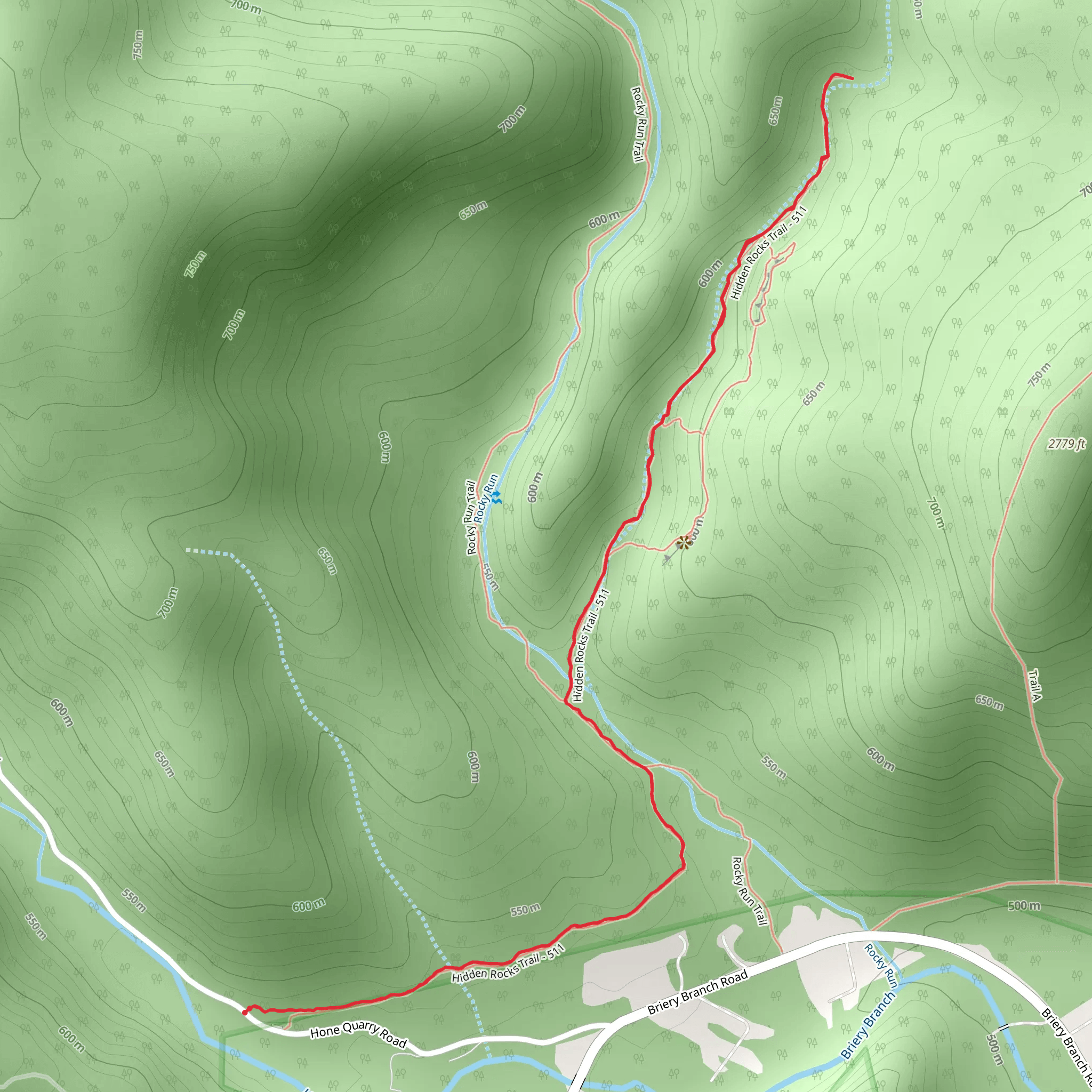 Hidden Rocks Trail mobile static map
