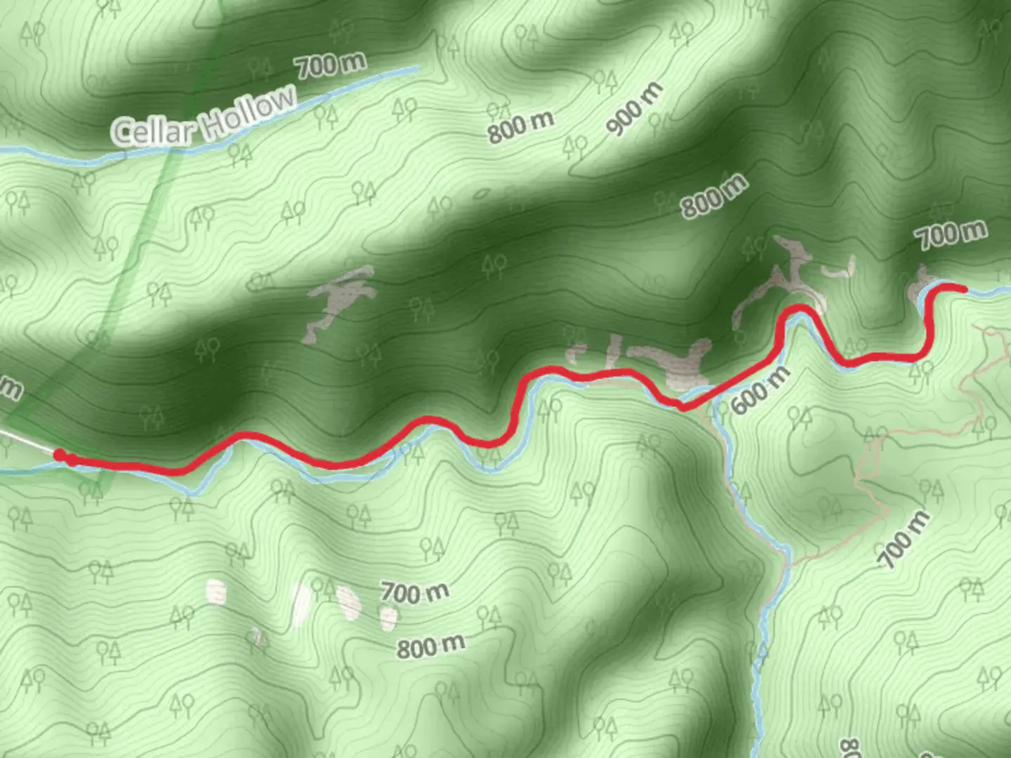 An image depicting the trail Saint Mary's Gorge Trail and its surrounding area.