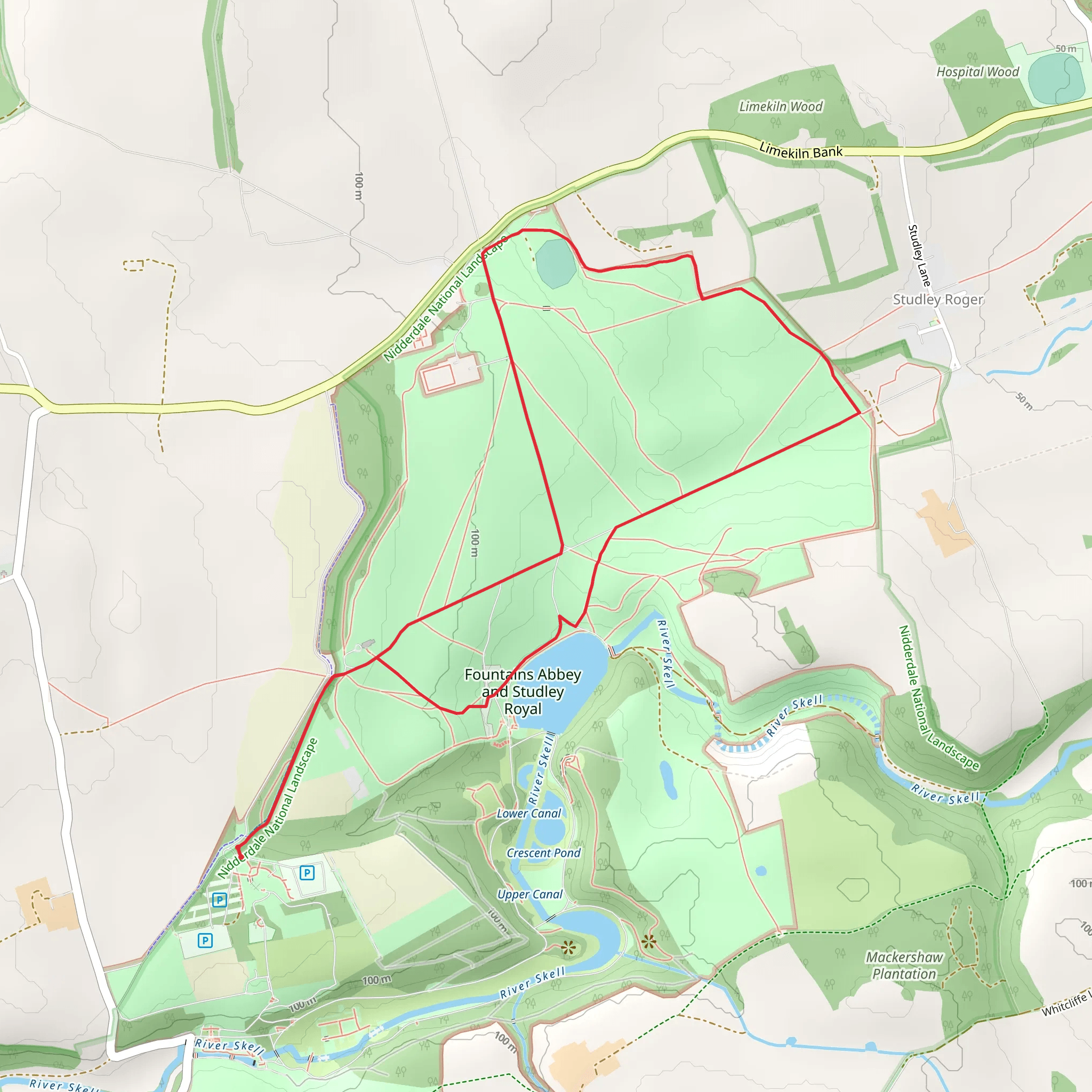 Fountains Abbey Ancient Trees Walk mobile static map