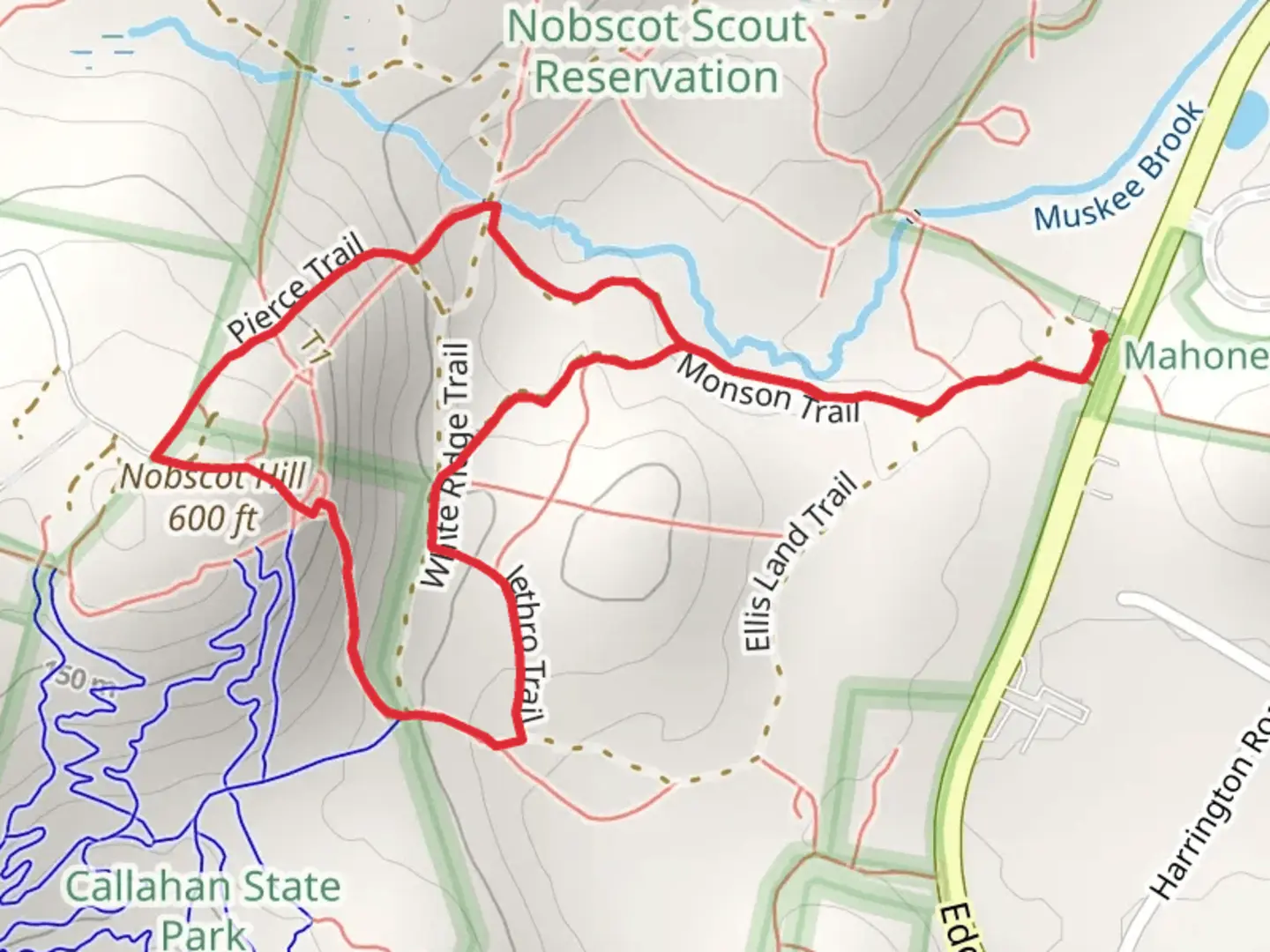 An image depicting the trail Nobscot Hill Loop Trail and its surrounding area.