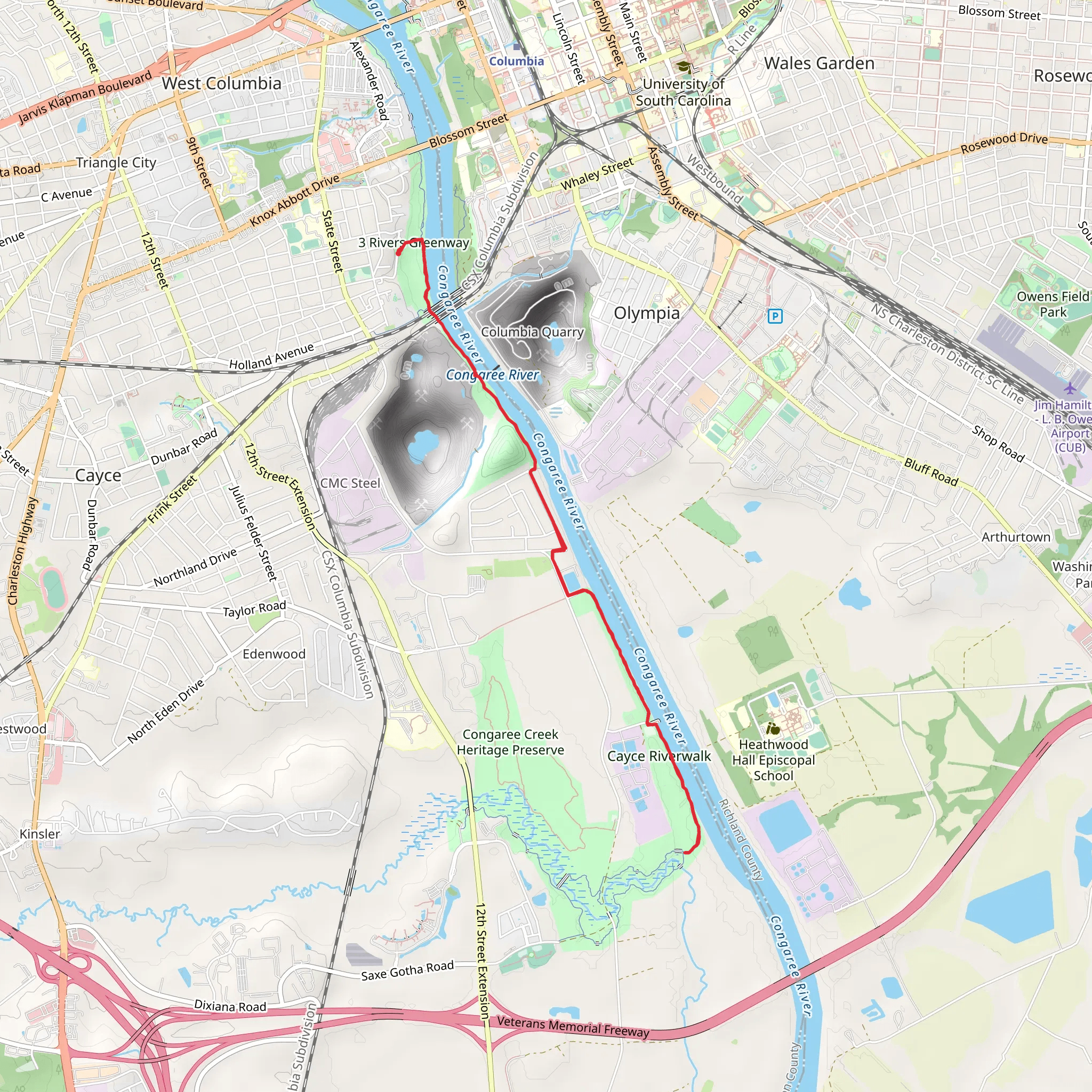 Cayce Riverwalk mobile static map
