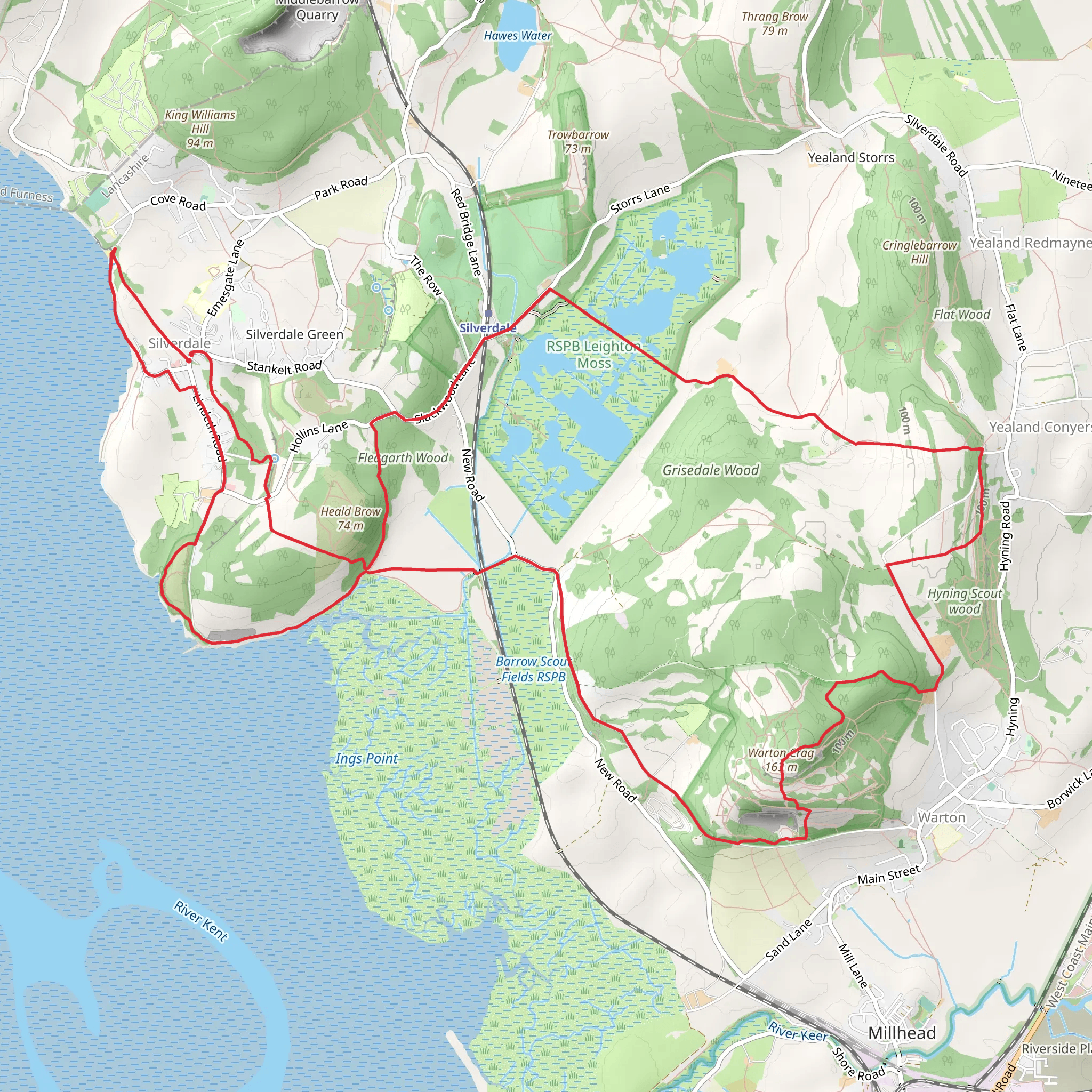 Silverdale - Warton Crag and Leighton Moss mobile static map