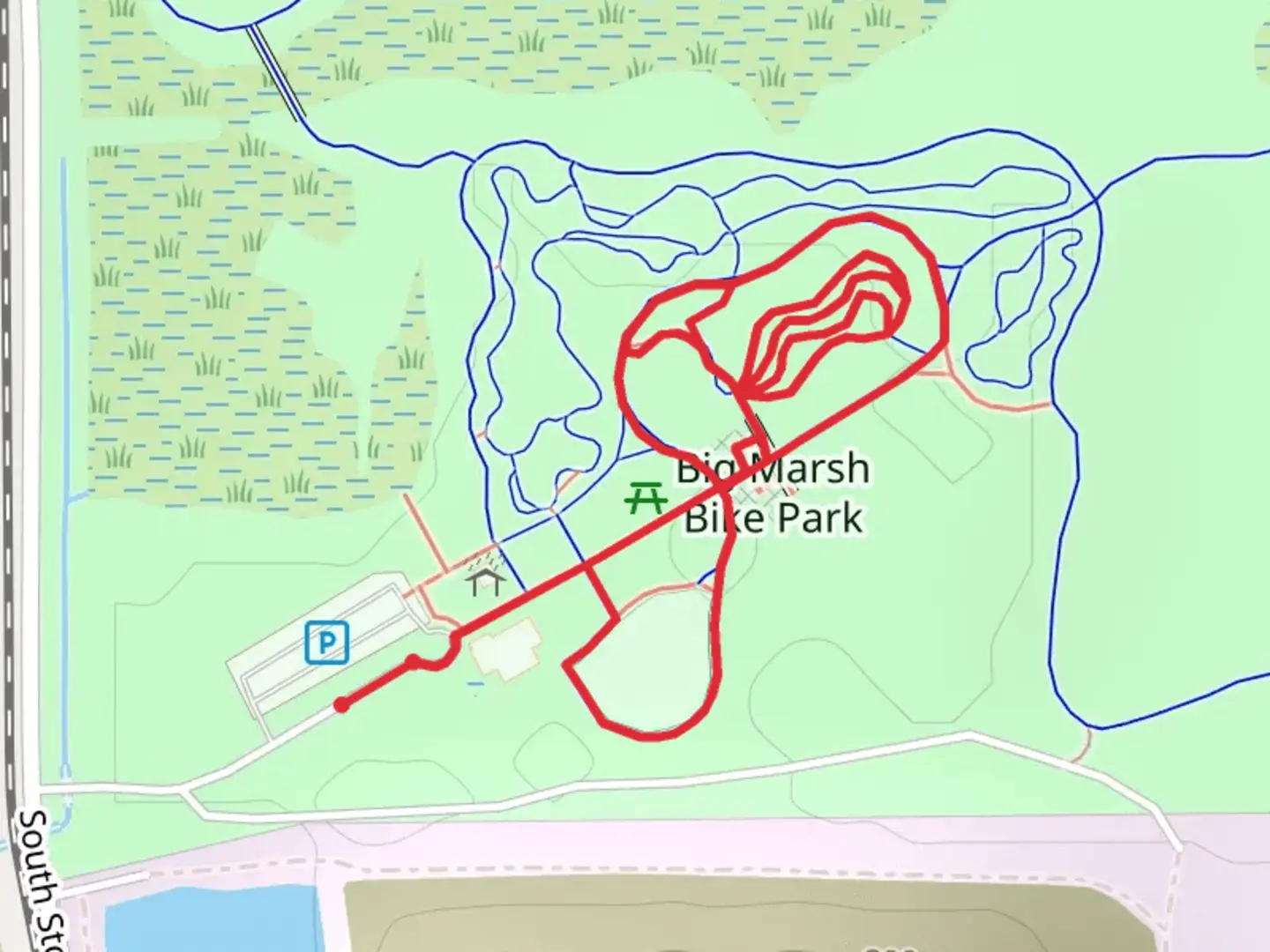 An image depicting the trail Big Marsh Park Loop and its surrounding area.