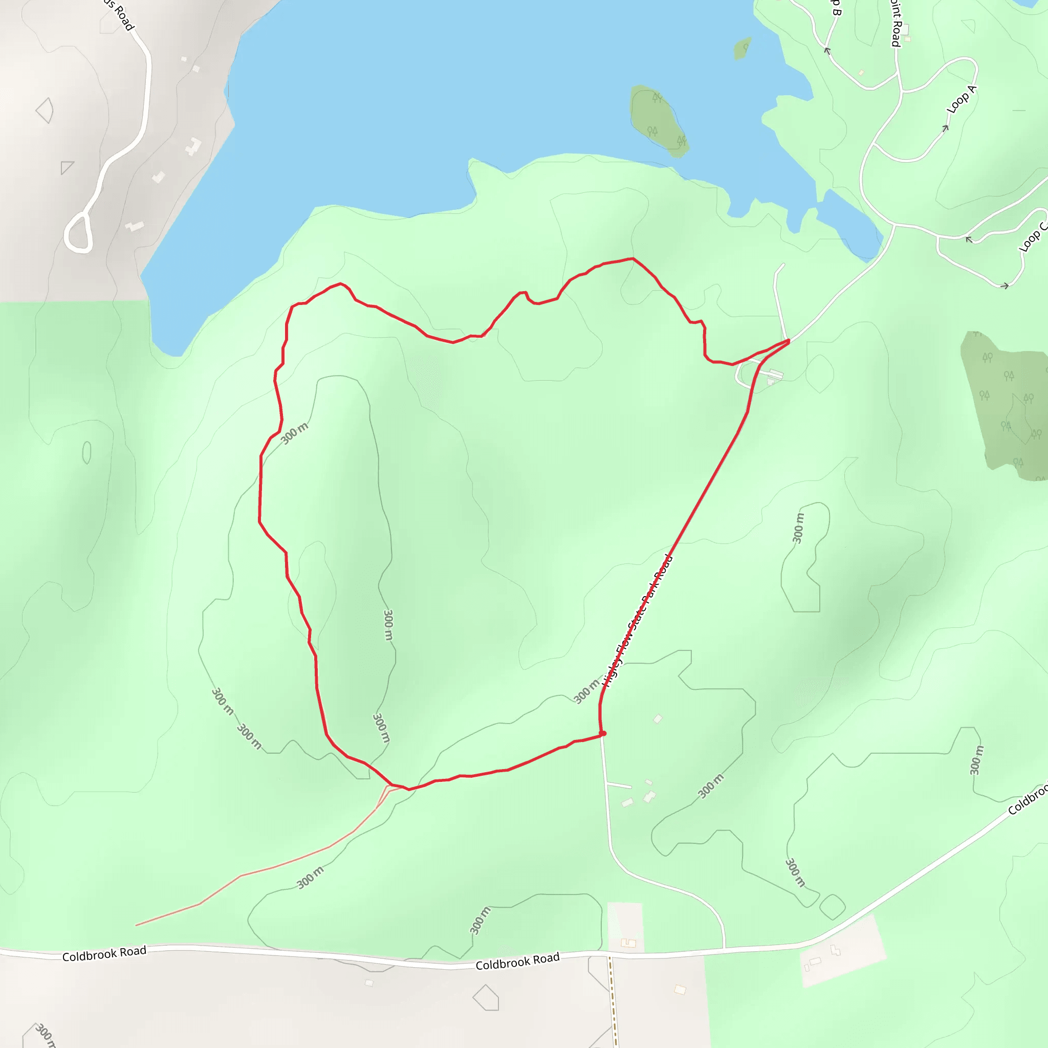 Warm Brook and Higley Flow State Park Loop mobile static map