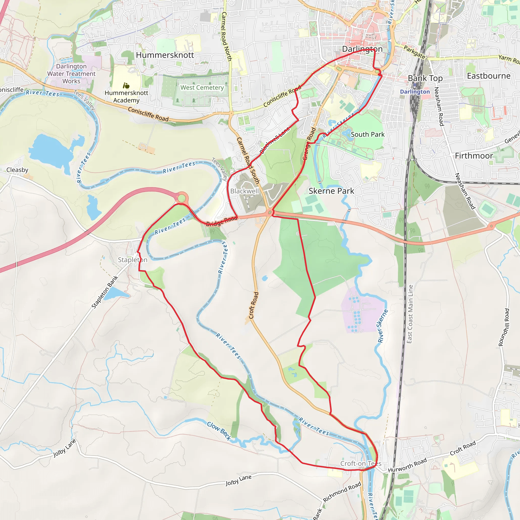 Rose Garden, Croft Mill and Stapleton Loop mobile static map