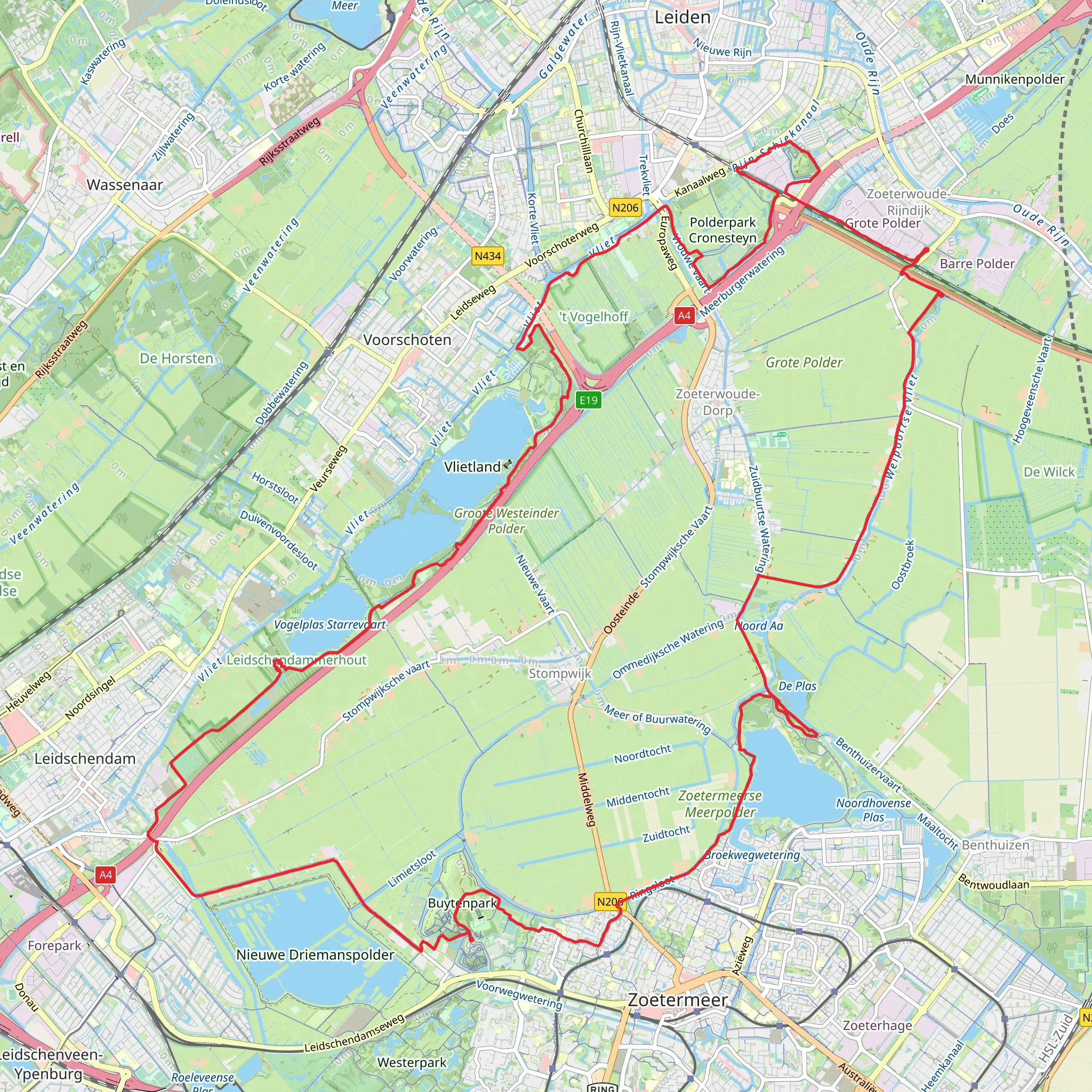 Zoetermeerse Plas and Vogelplas Starrevaart via Korte Kerkpad and Barrepad mobile static map