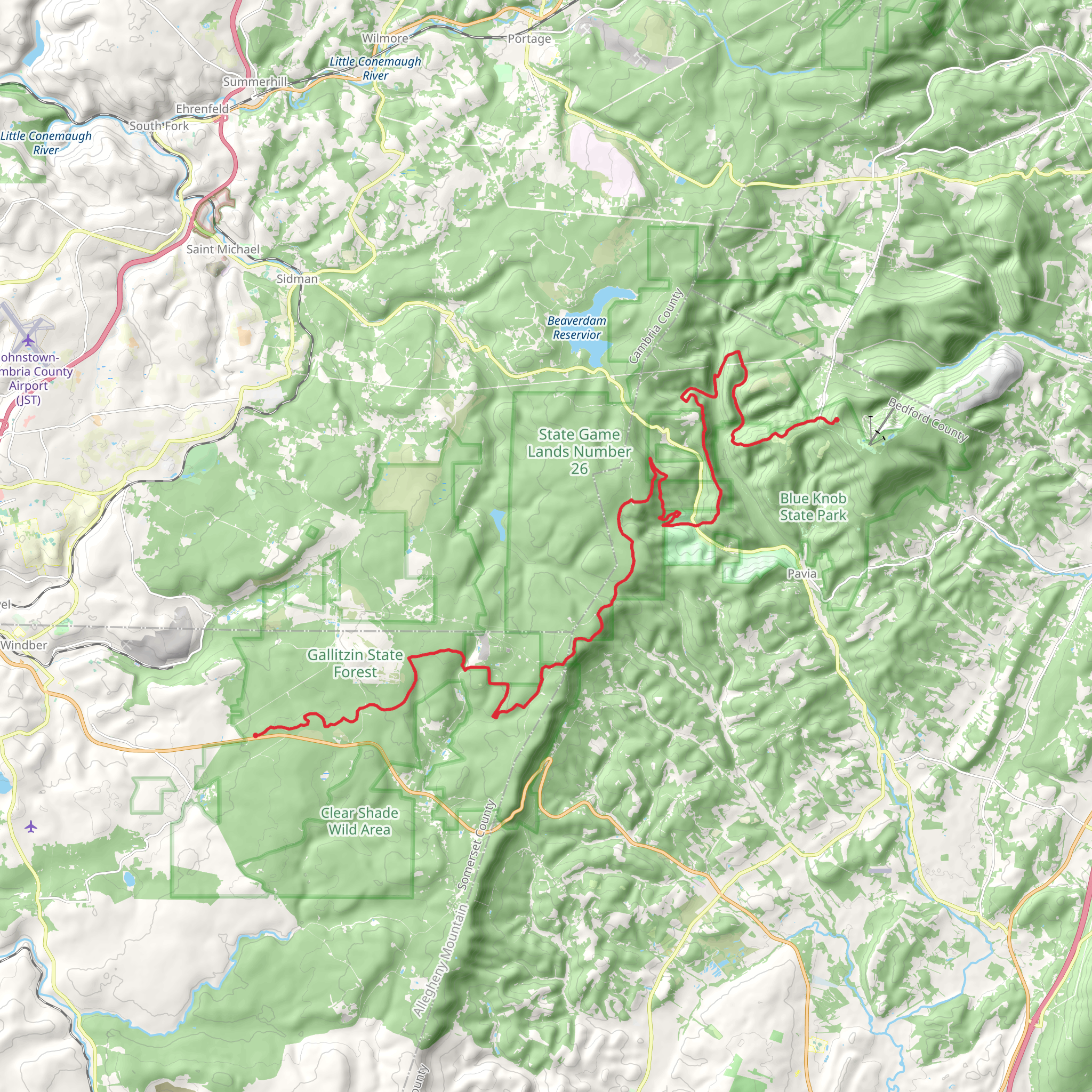 Babcock Creek Road to Tower Road via Lost Turkey Trail mobile static map