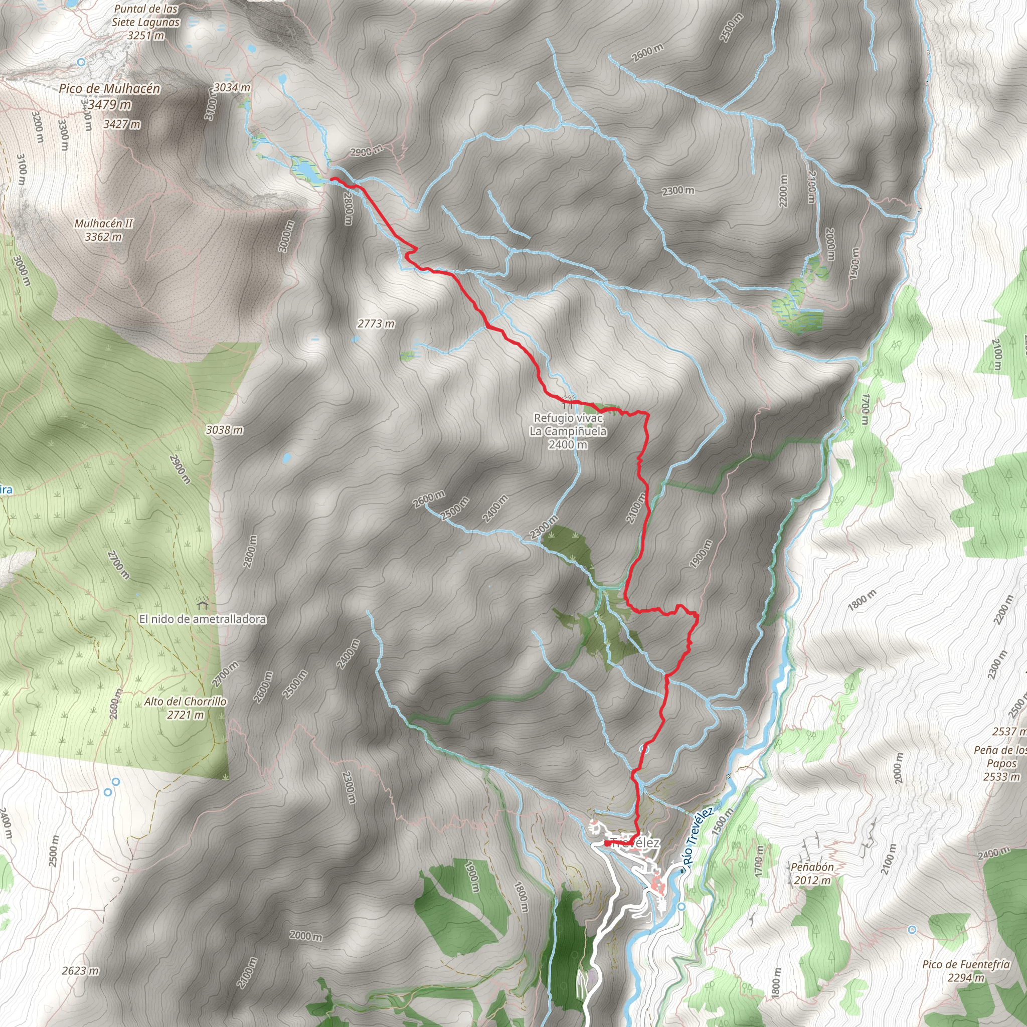 PR A 27 Trevélez - Siete Lagunas mobile static map